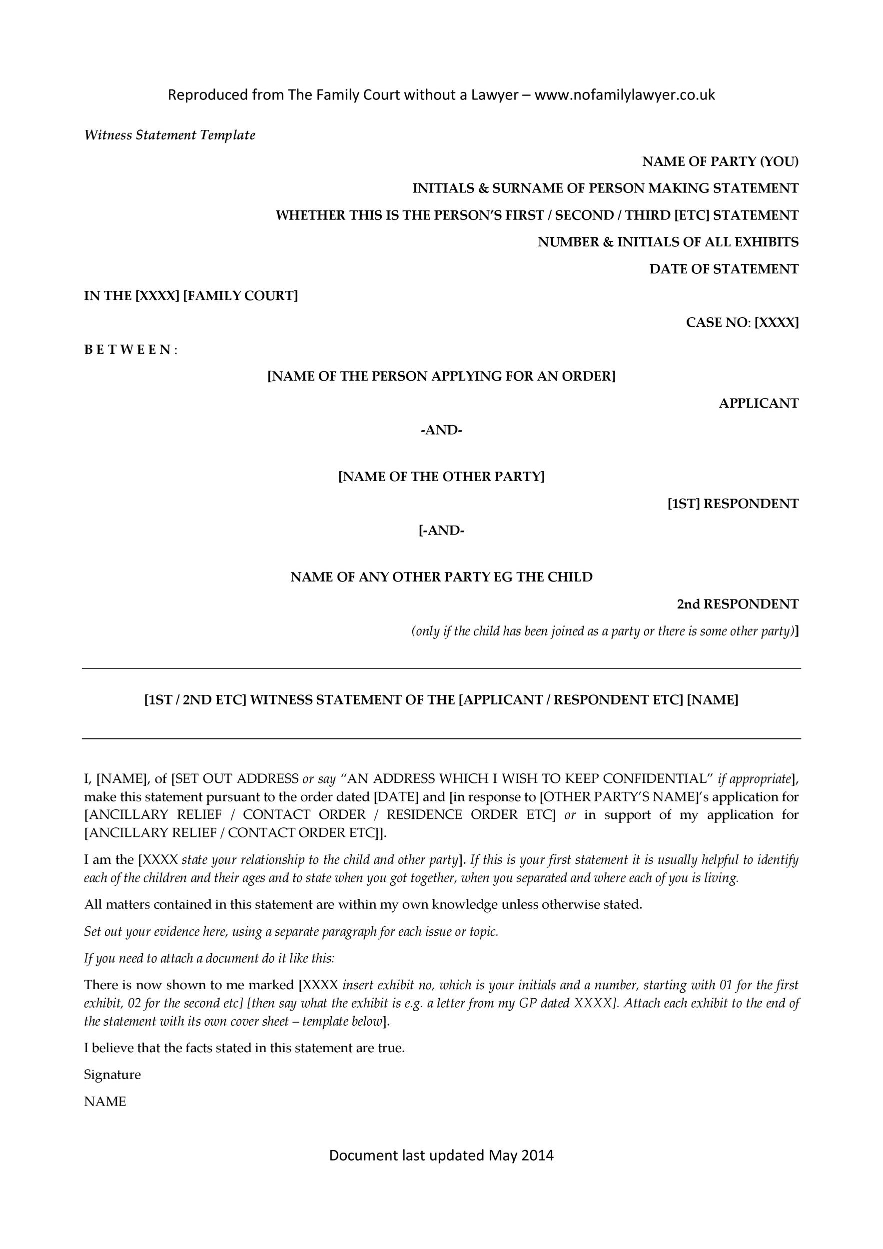 50 Professional Witness Statement Forms And Templates Templatelab 1555