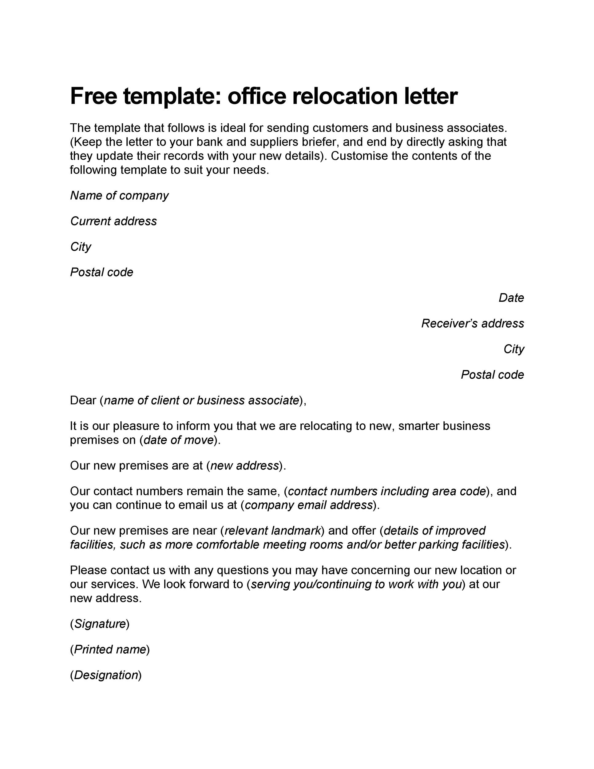 Employee Relocation Letter 01 Best Letter Template