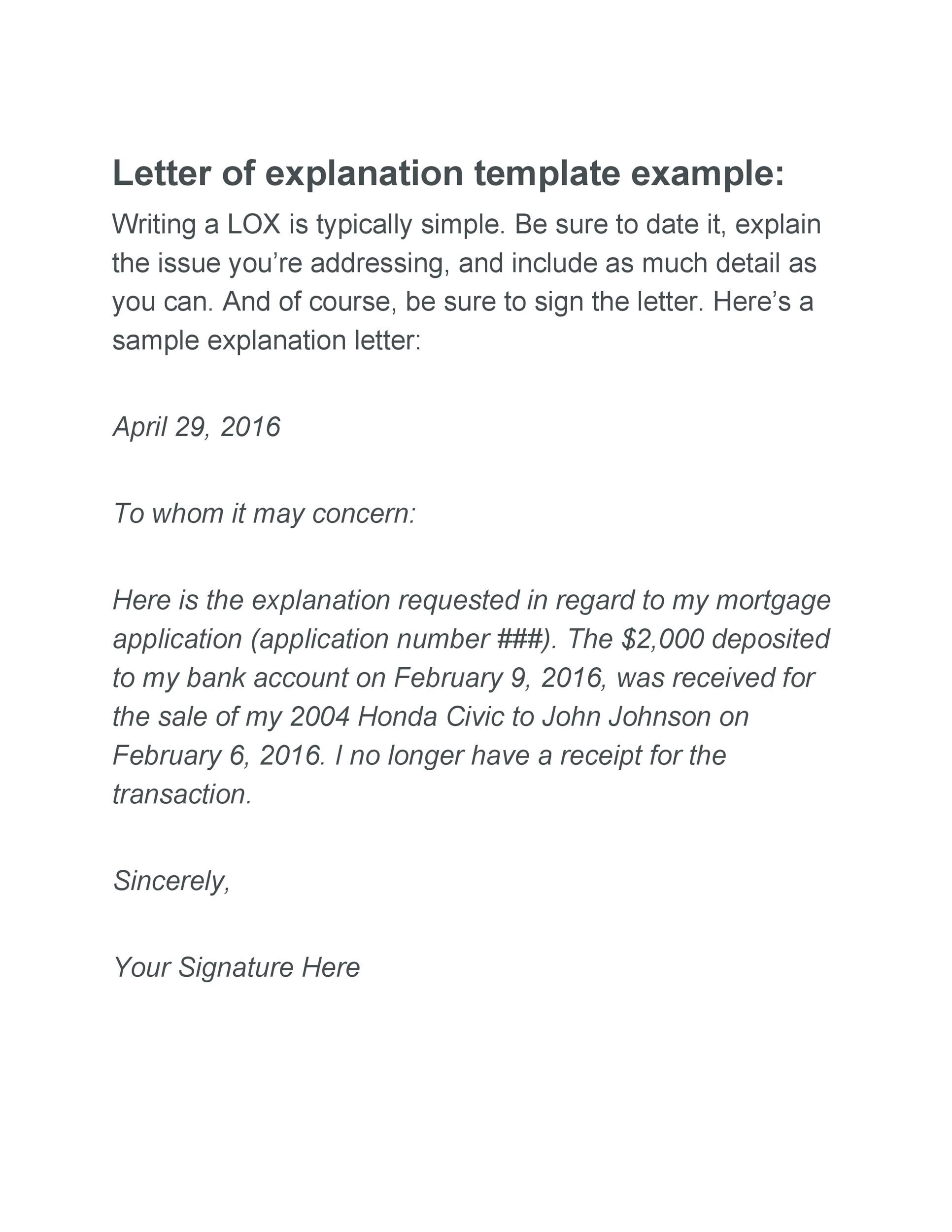 Underwriter Mortgage Letter Of Explanation Template