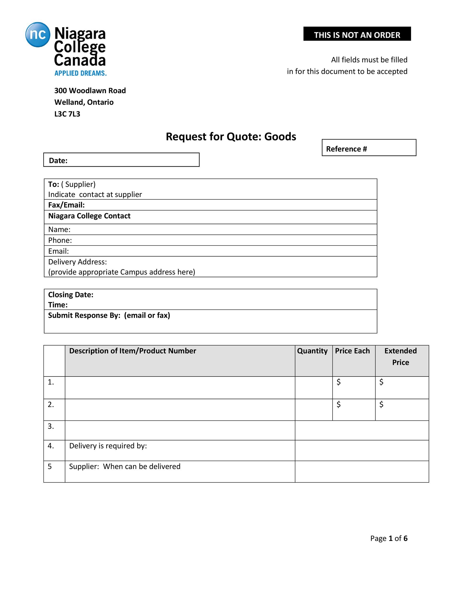 50 Simple Request For Quote Templates Forms TemplateLab