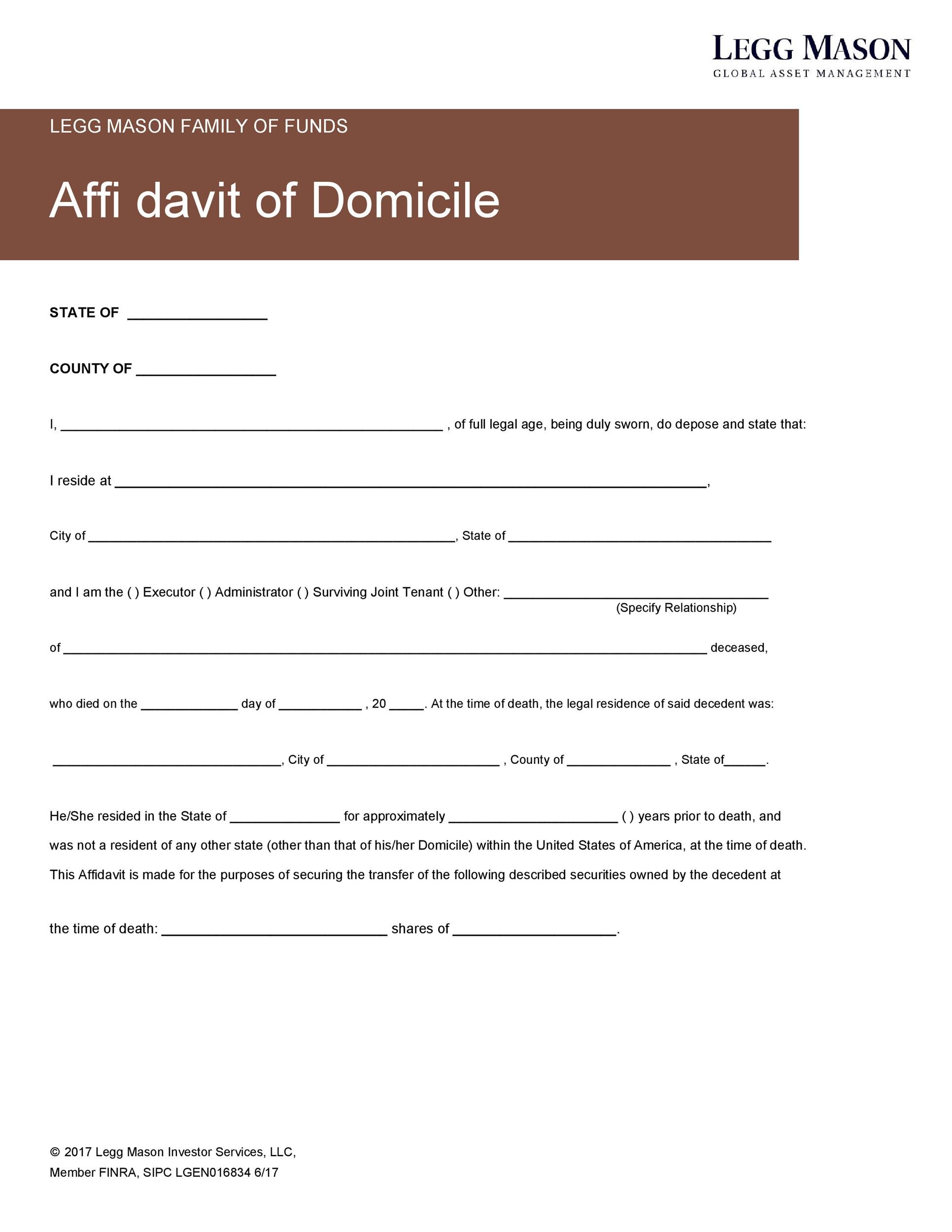 Professional Affidavit Of Domicile Forms Free Templatelab