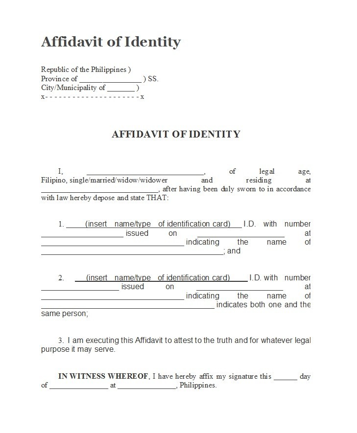 48 Free Affidavit Of Identity Forms Ms Word ᐅ Templatelab