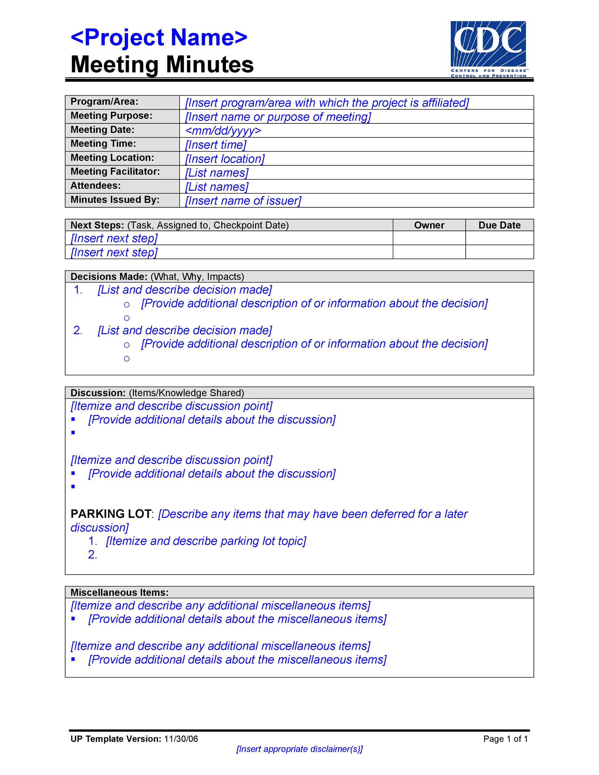 Simple Corporate Minutes Template