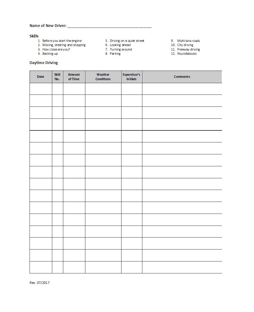 50 Printable Driver #39 s Daily Log Books Templates Examples