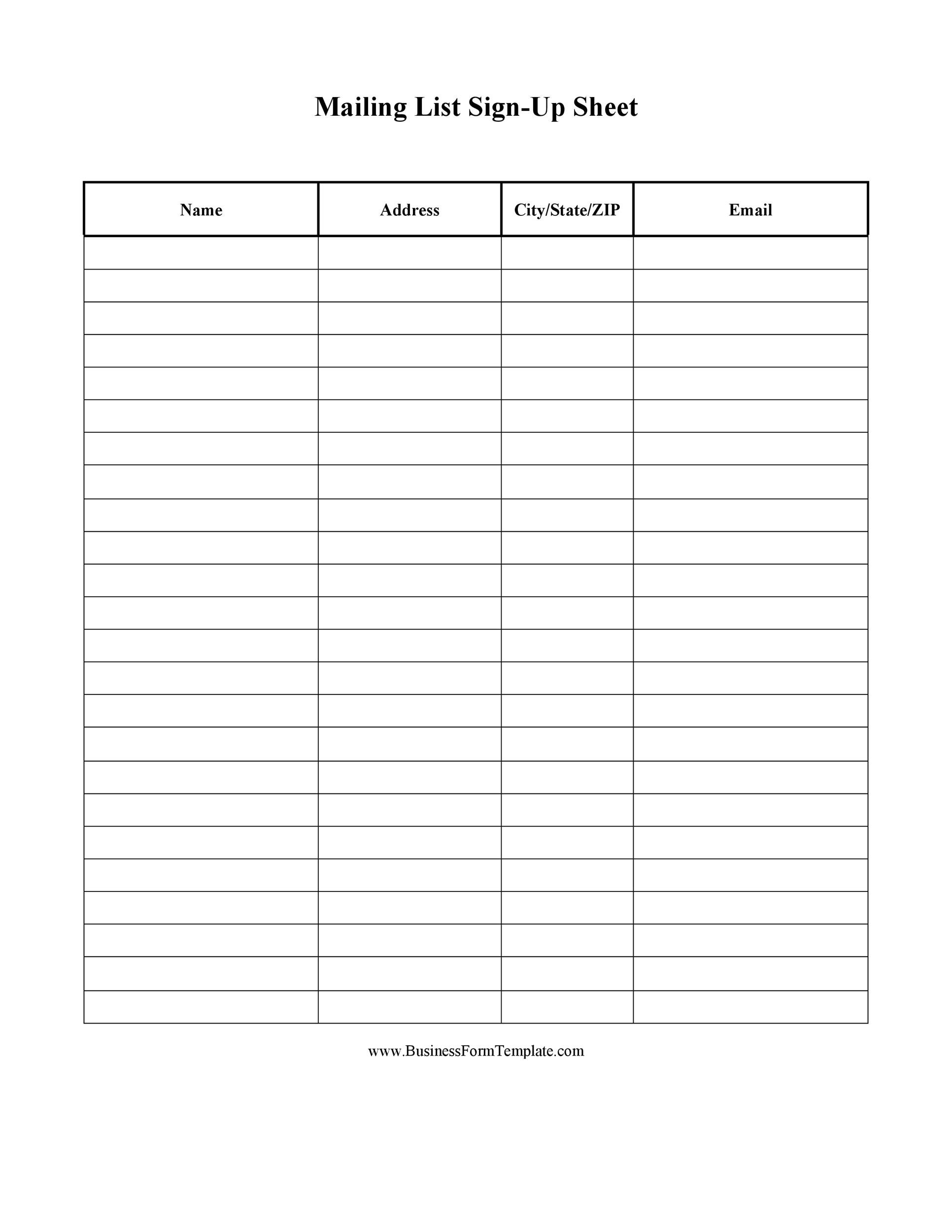 Email Template Table