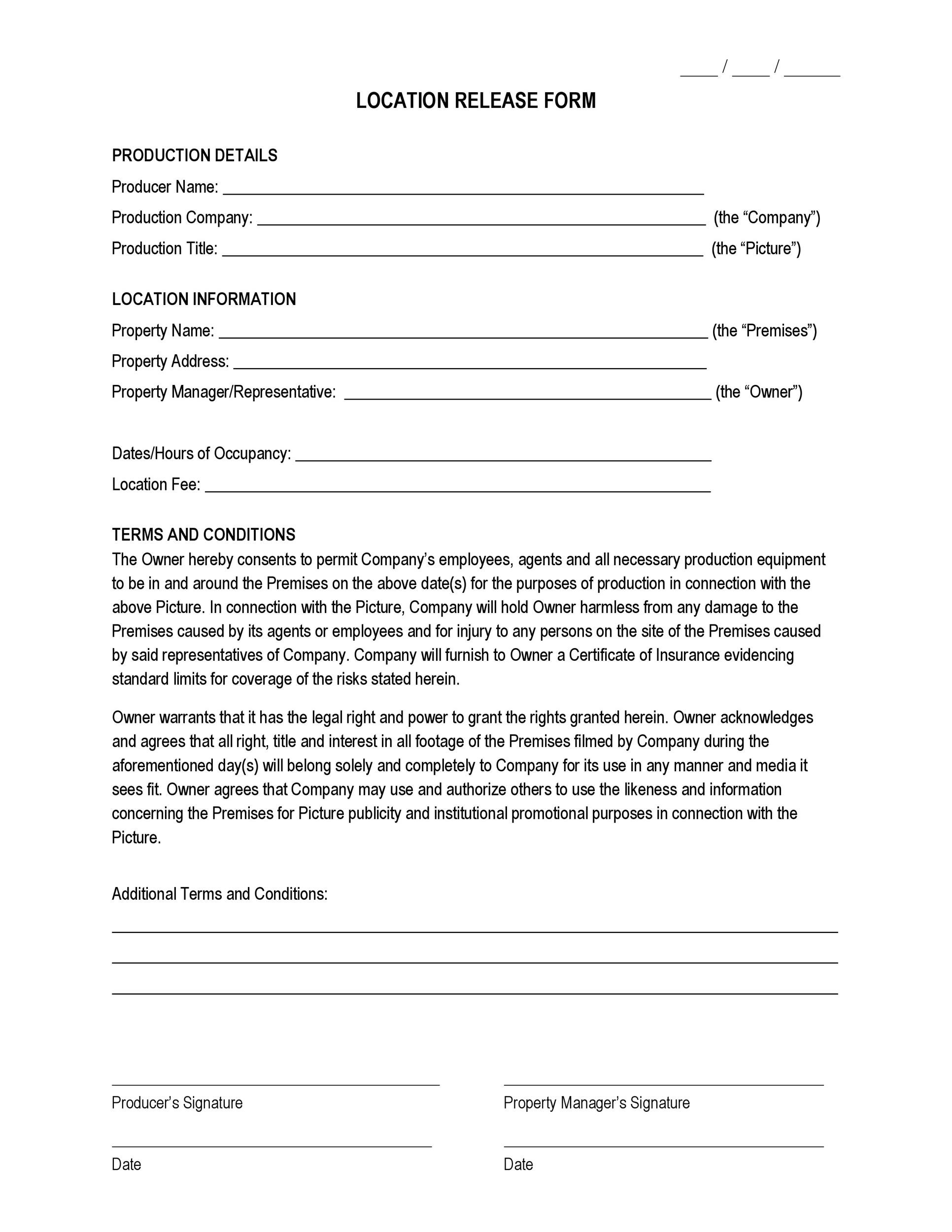 Location Release Form Template