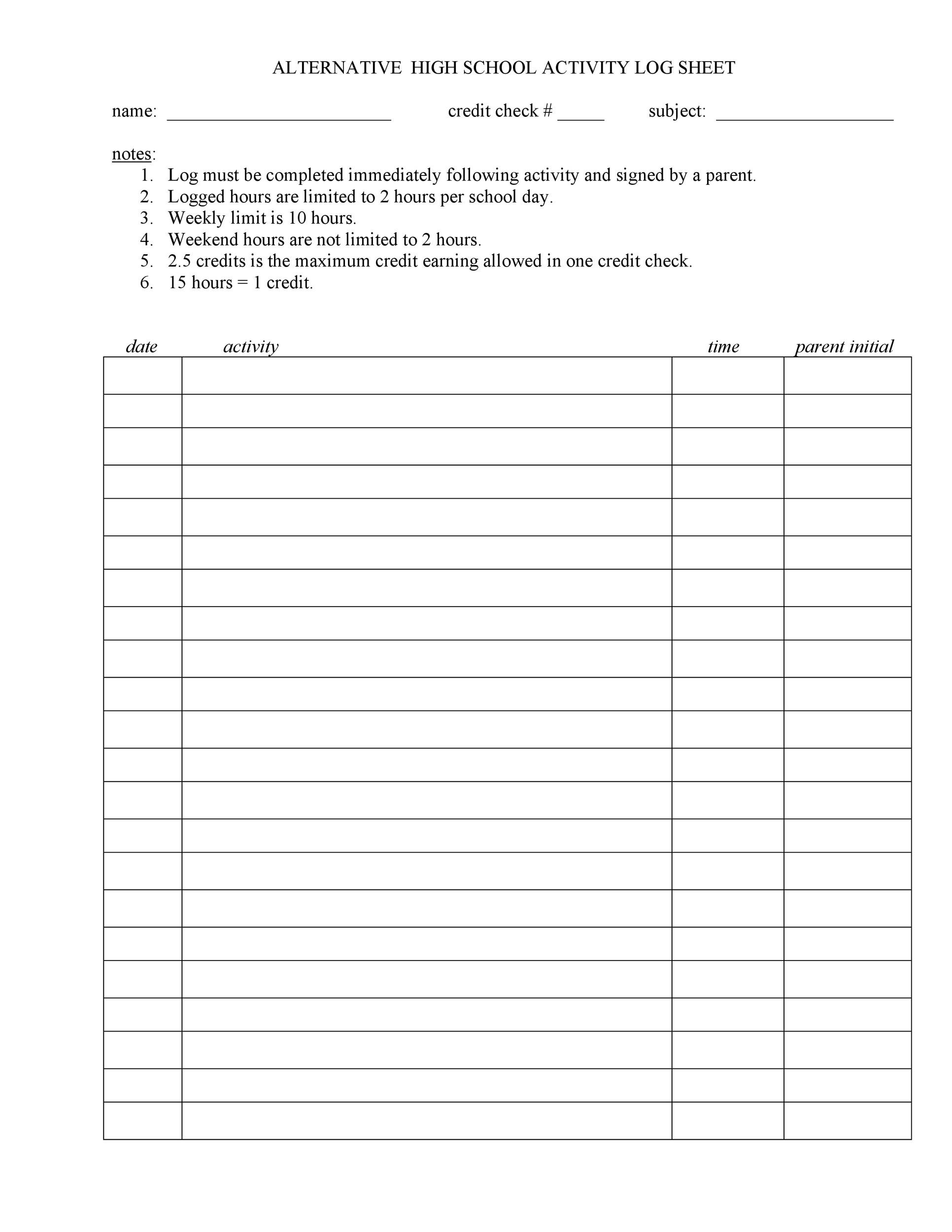 50 Printable Log Sheet Templates [Direct Download] ᐅ TemplateLab