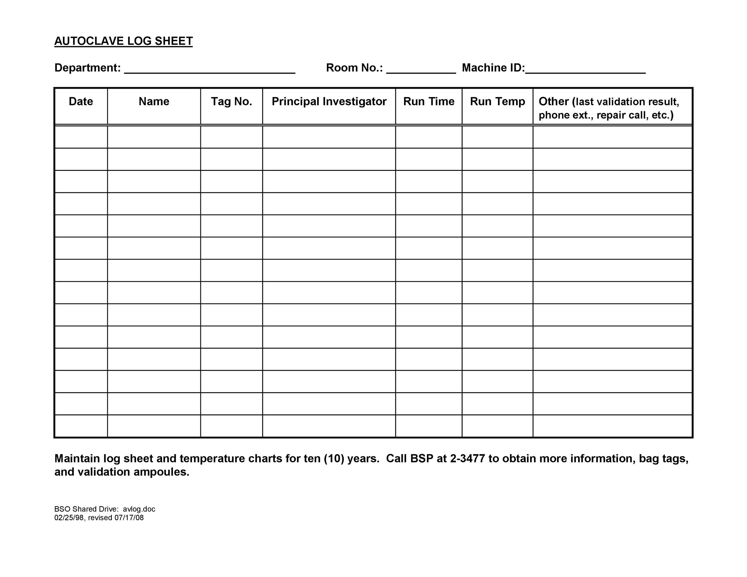 50 Printable Log Sheet Templates Direct Download ᐅ TemplateLab