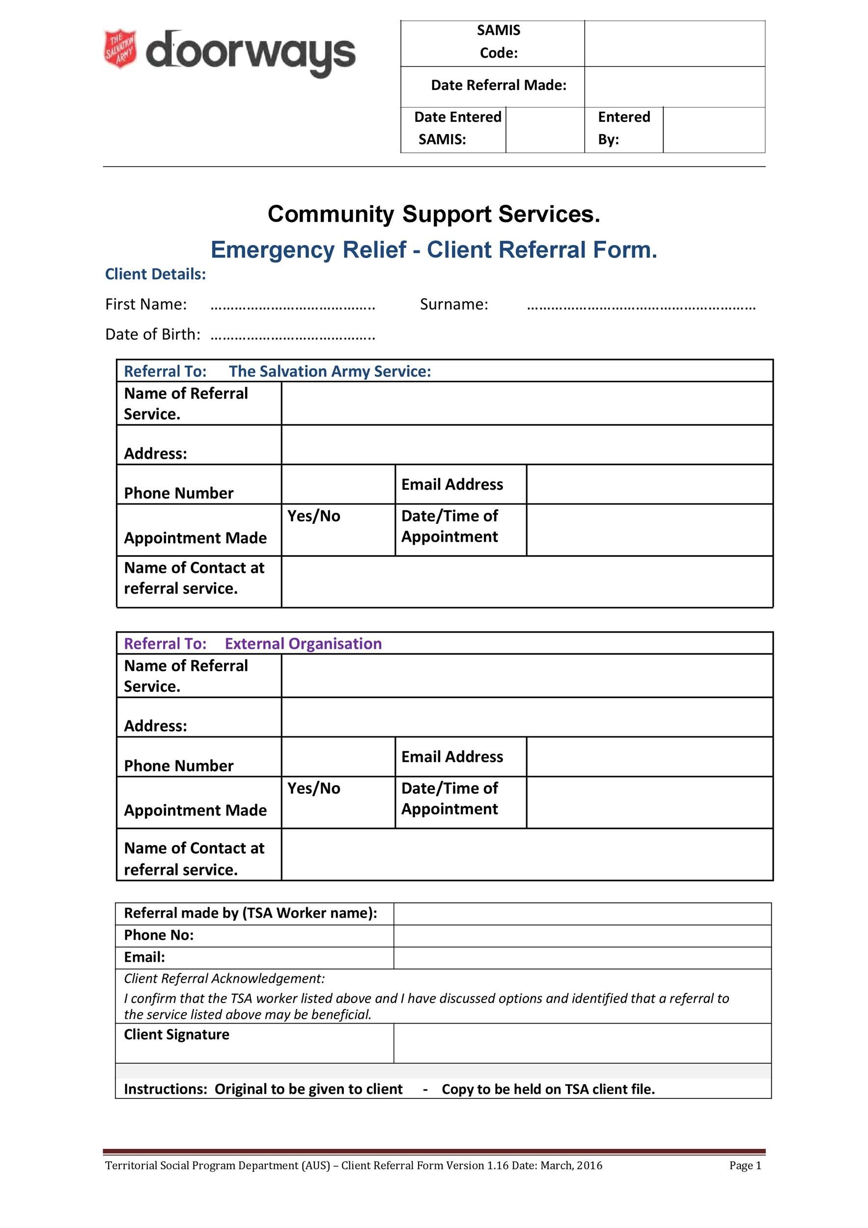 50 Referral Form Templates Medical And General Templatelab 3130