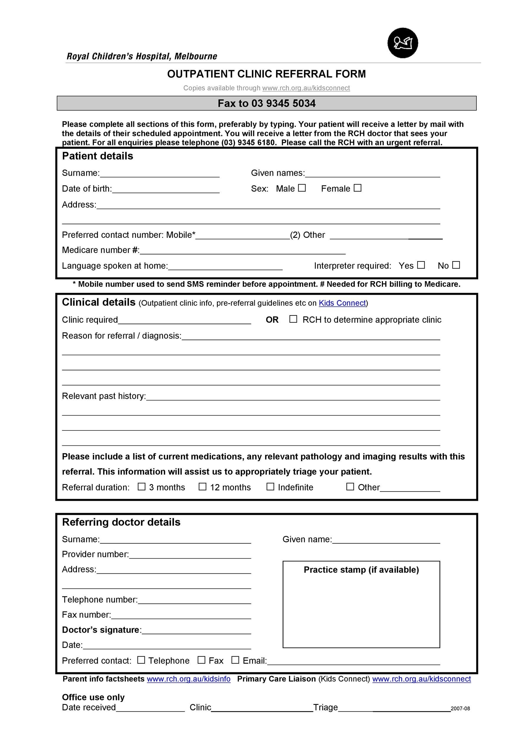 Printable Generic Doctor To Doctor Referral Forms Printable Forms 1691