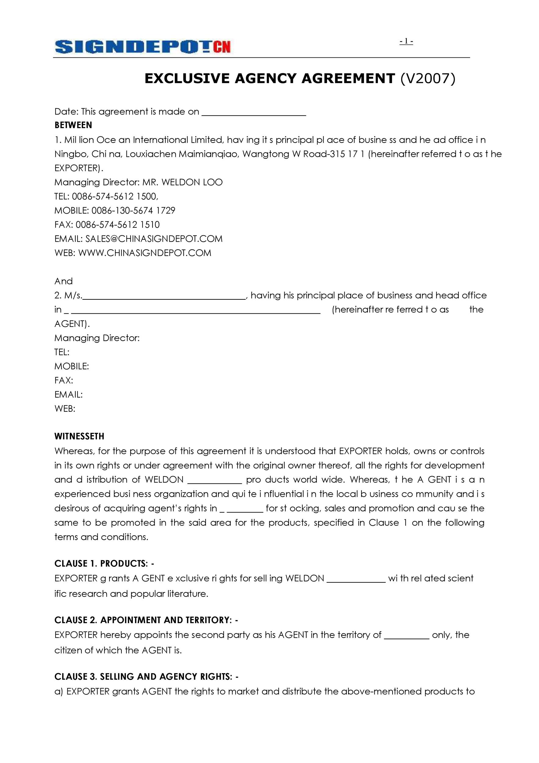 50 Free Agency Agreement Templates (MS Word) ᐅ TemplateLab