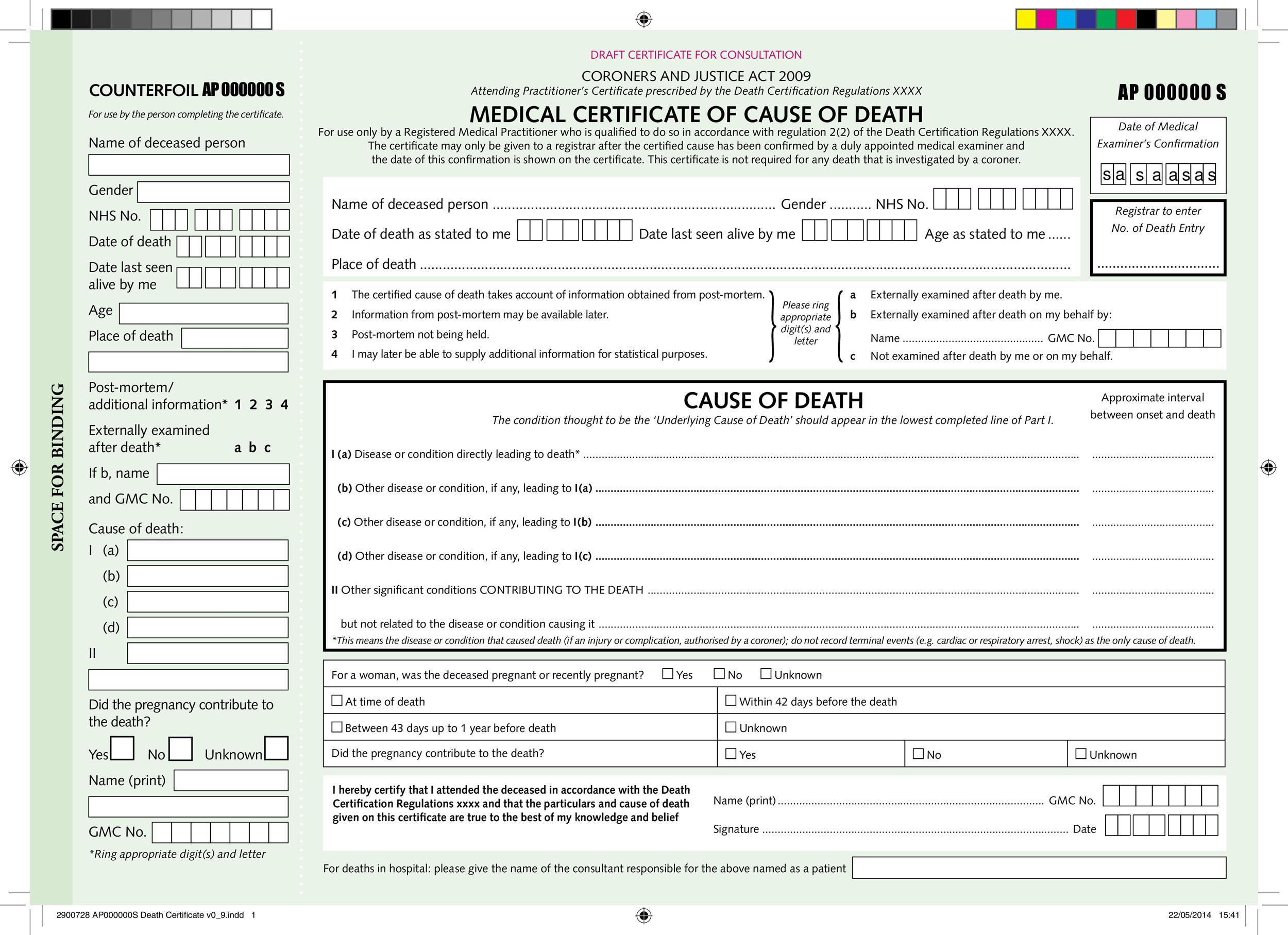 Death Certificates Inside Fake Death Certificate Template