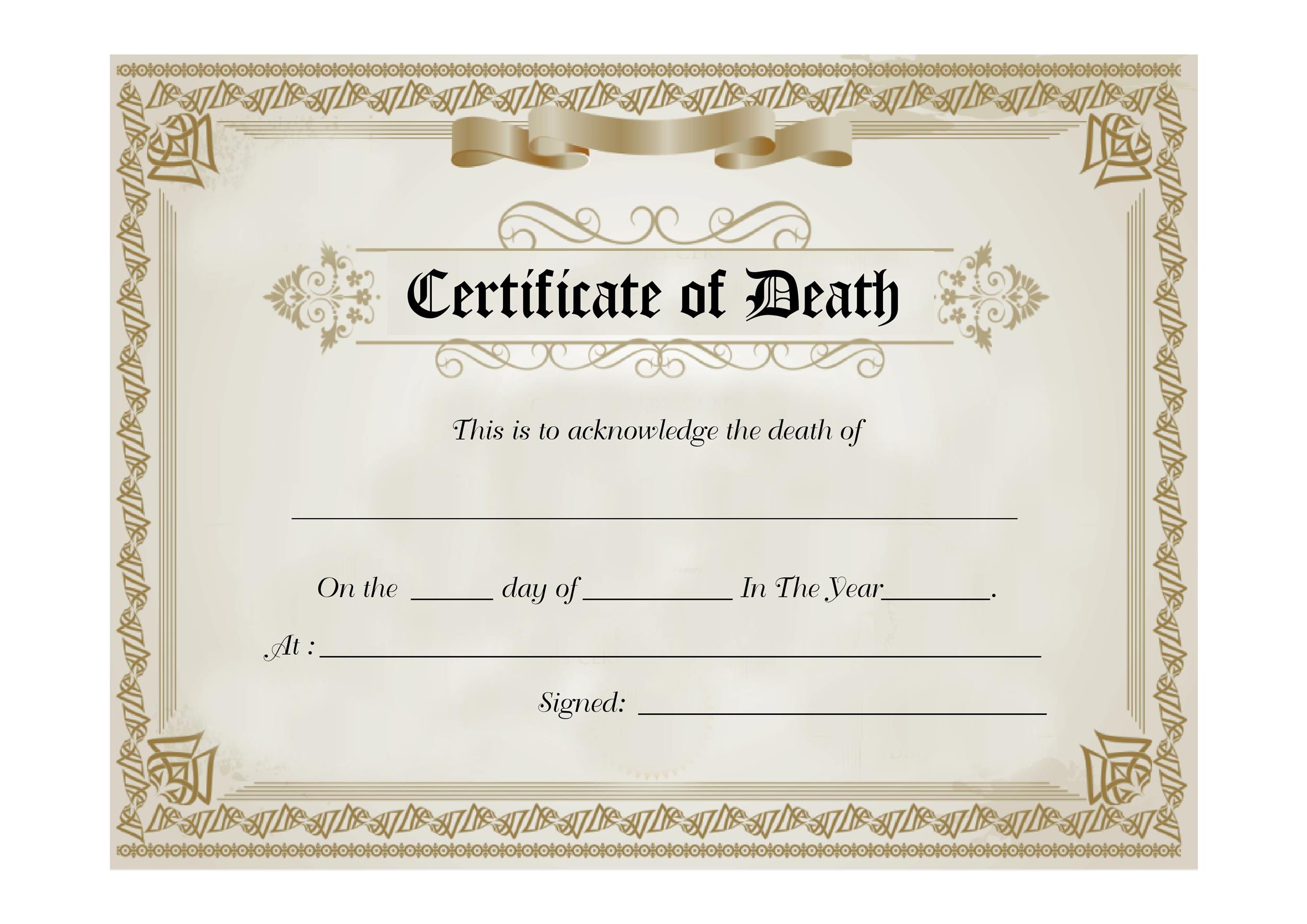 fake death certificate generator free - Ficim Pertaining To Baby Death Certificate Template