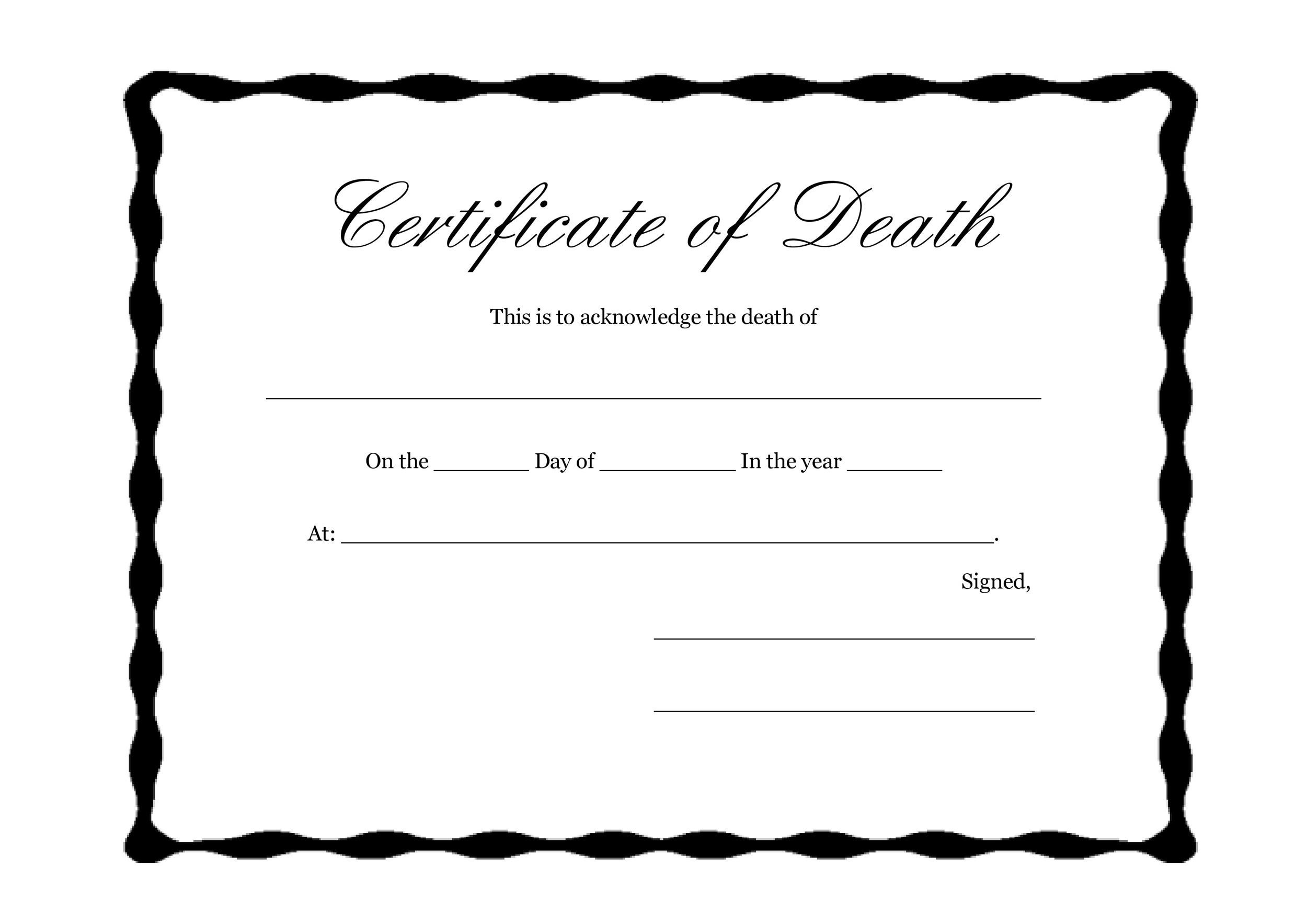 Free Death Certificate Translation Template