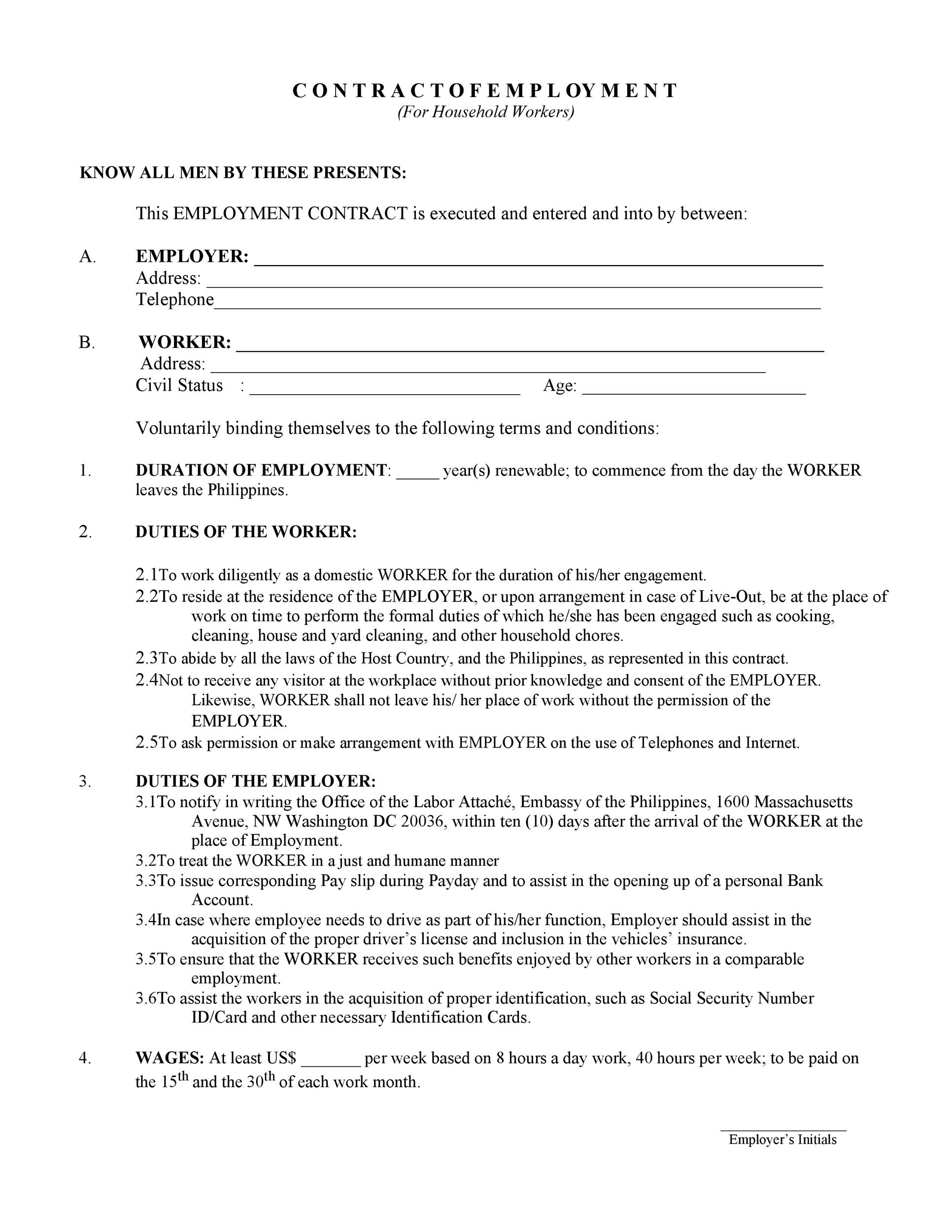 Employment Contract Template Florida