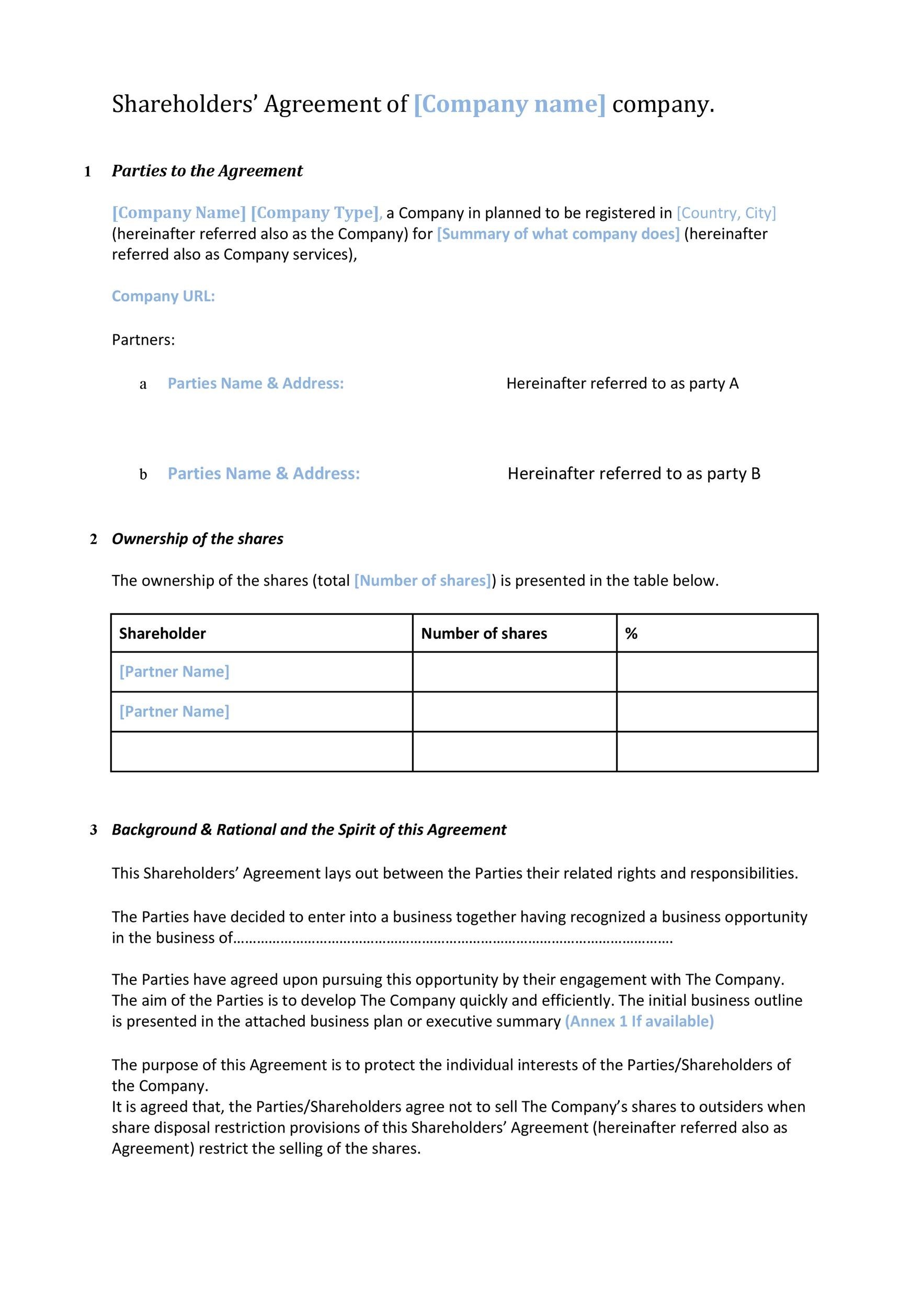 free-shareholder-agreement-template-free-printable-templates