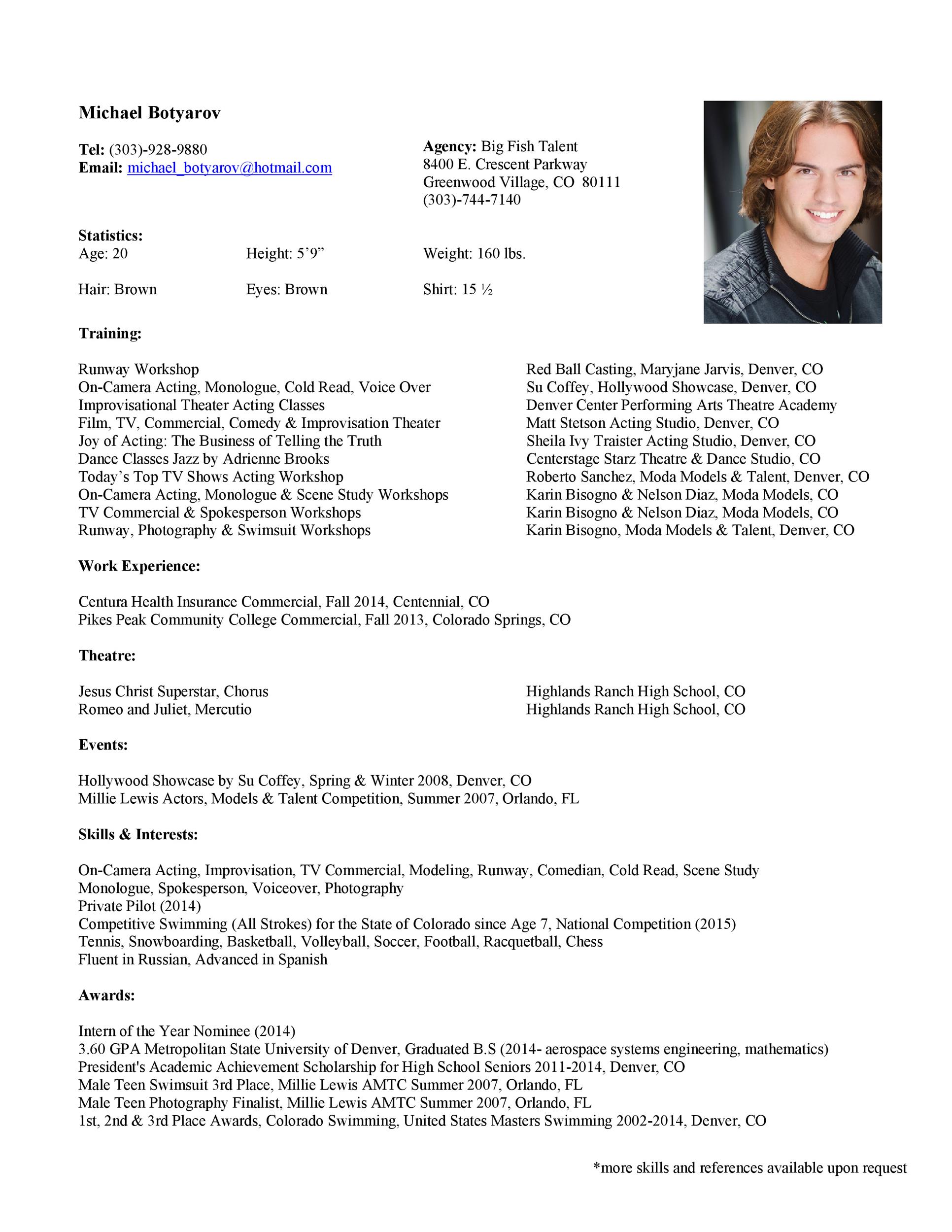 Acting Resume Template Google Docs