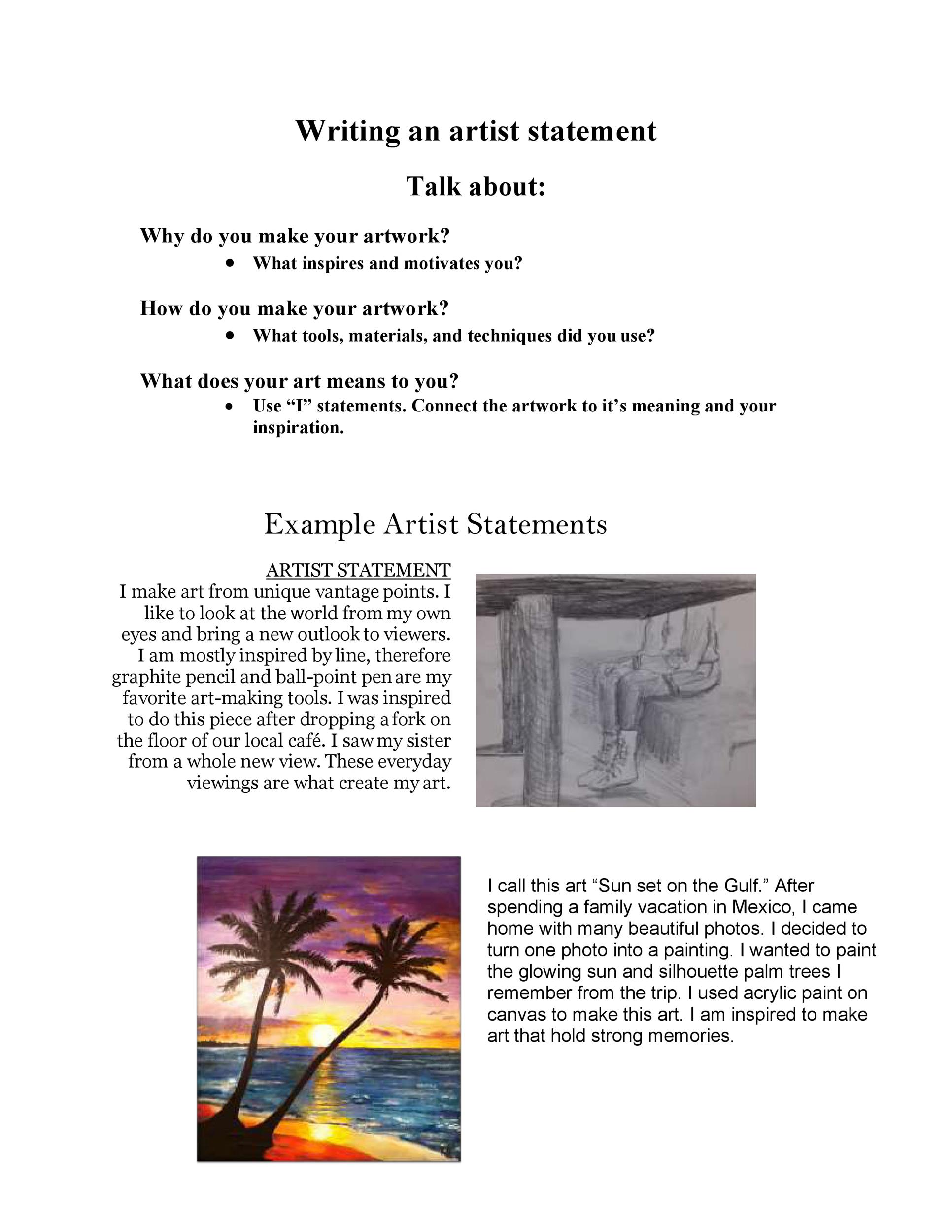 31 Best Artist Statement Examples Templates TemplateLab
