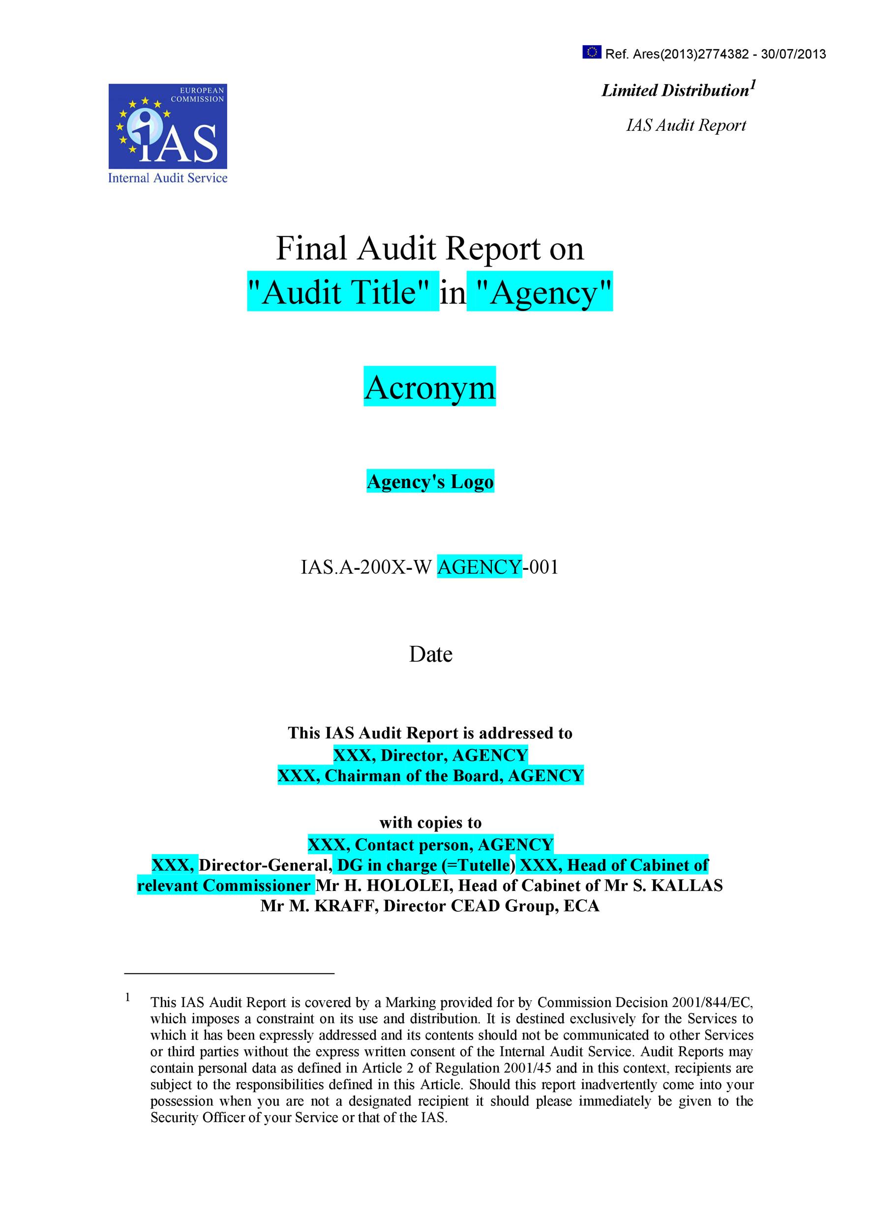 50 Free Audit Report Templates (Internal Audit Reports) ᐅ TemplateLab