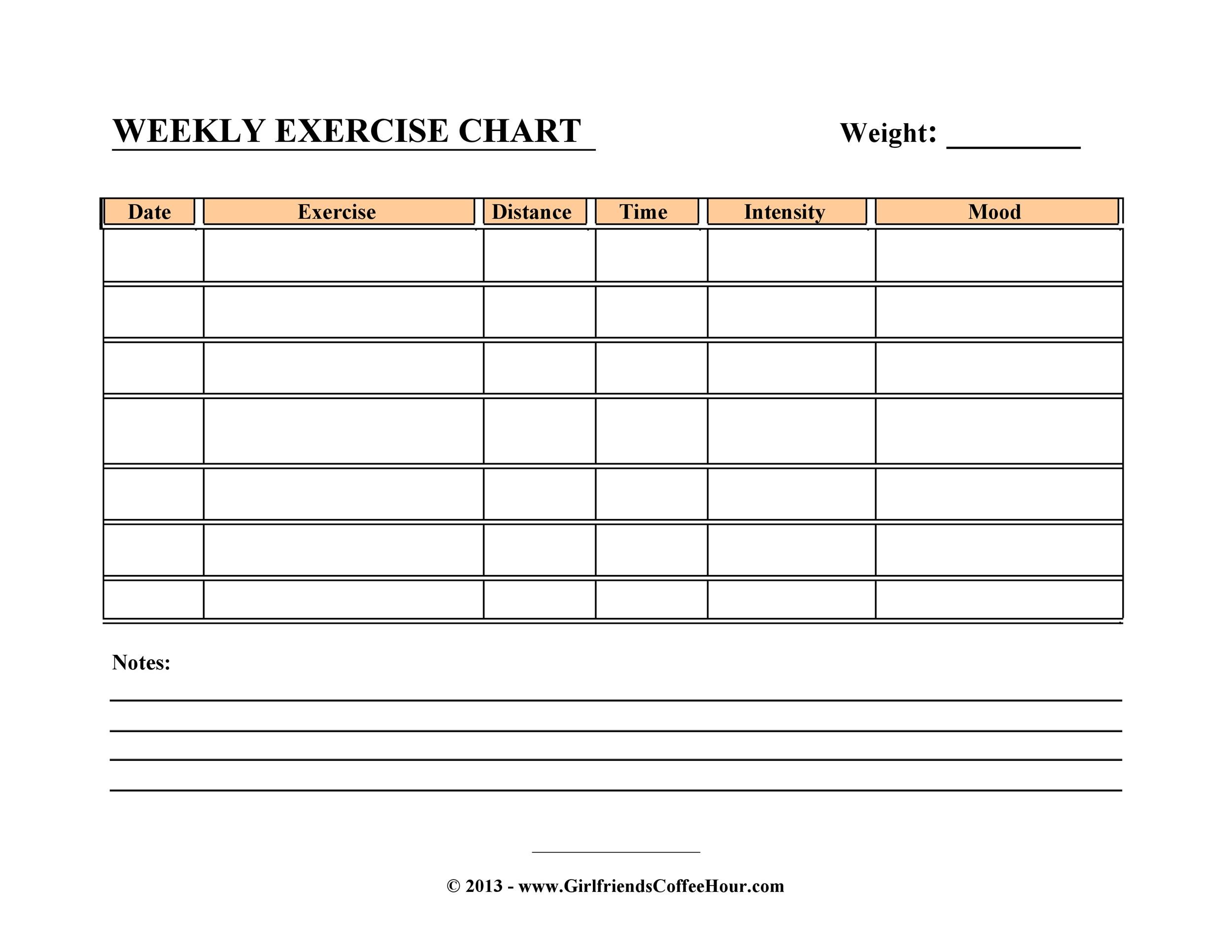 Free Printable Blank Exercise Chart