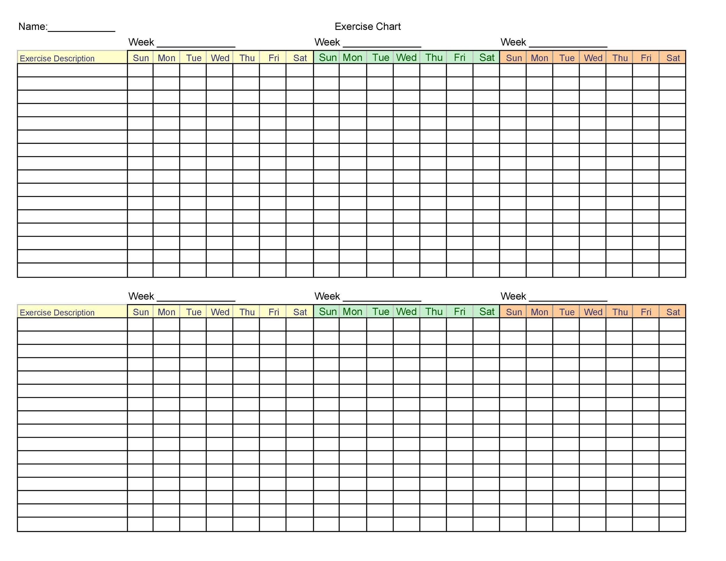 Monthly Exercise Chart