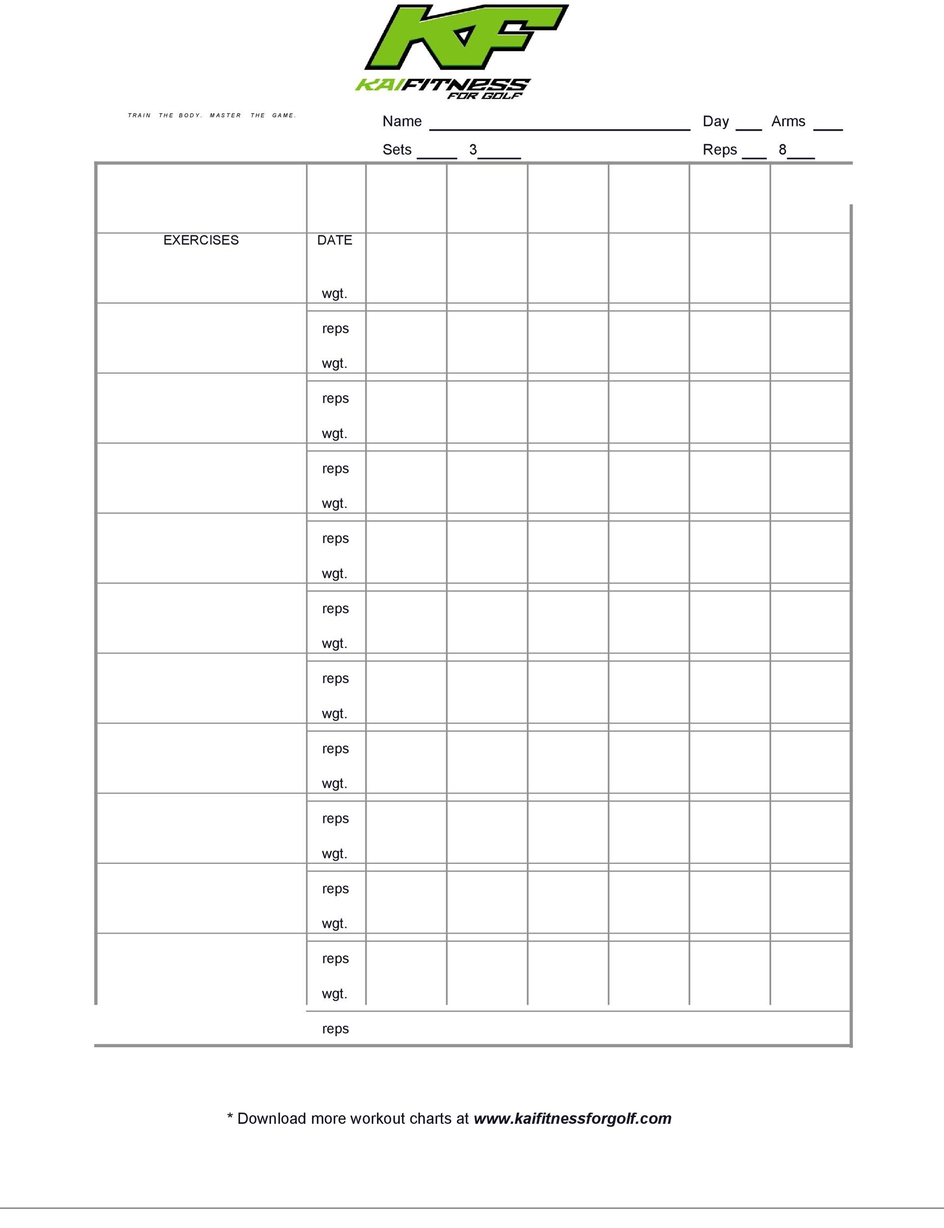 Weight Training Charts Printable