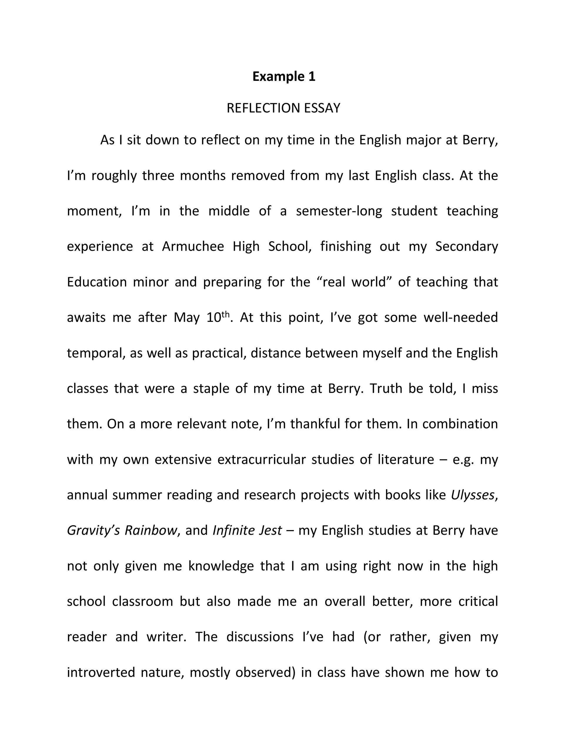 Best Reflective Essay Examples Topic Samples Templatelab