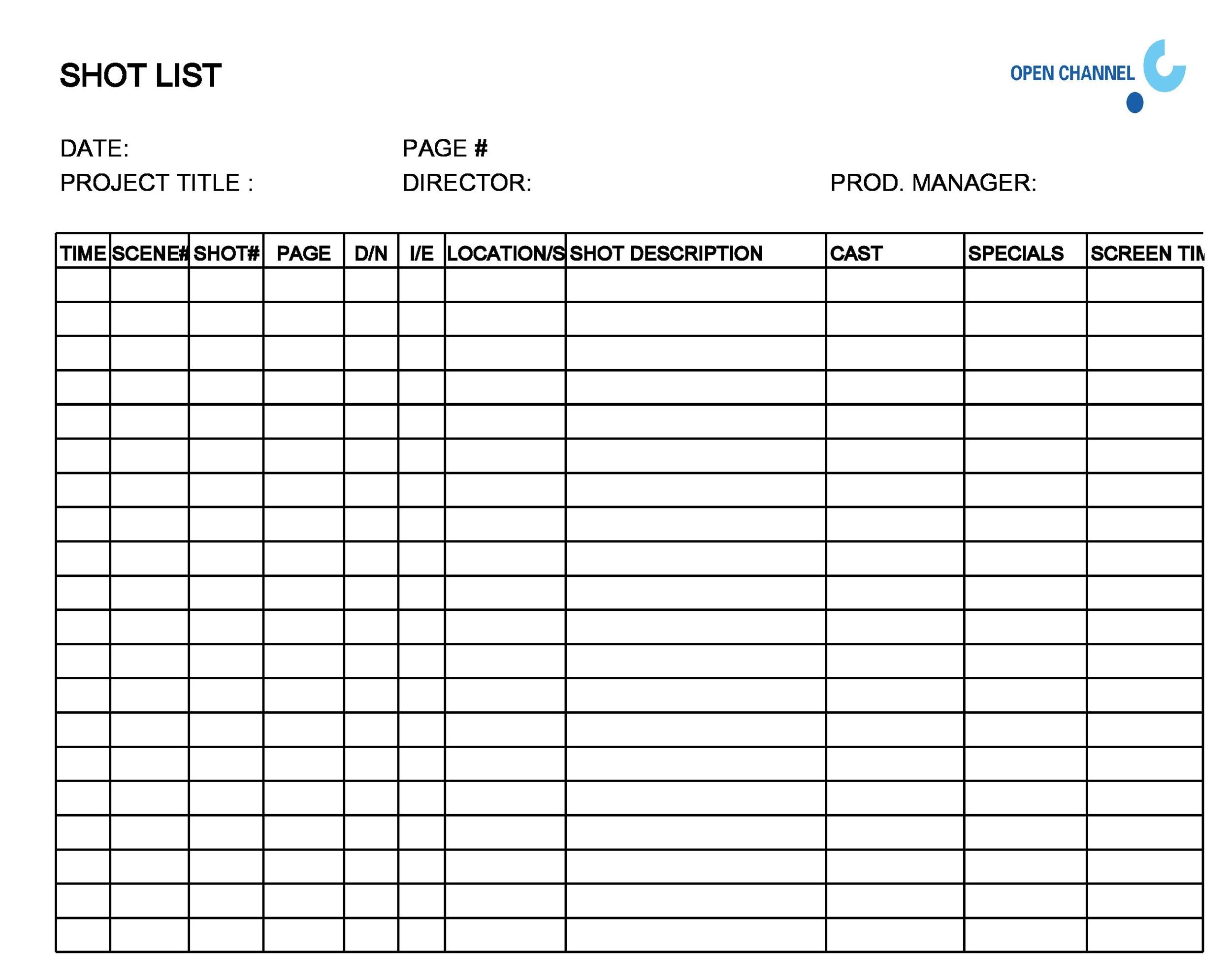 50 Handy Shot List Templates Film Photography Template Lab 50 Handy Shot List Templates Film Photography Template Lab