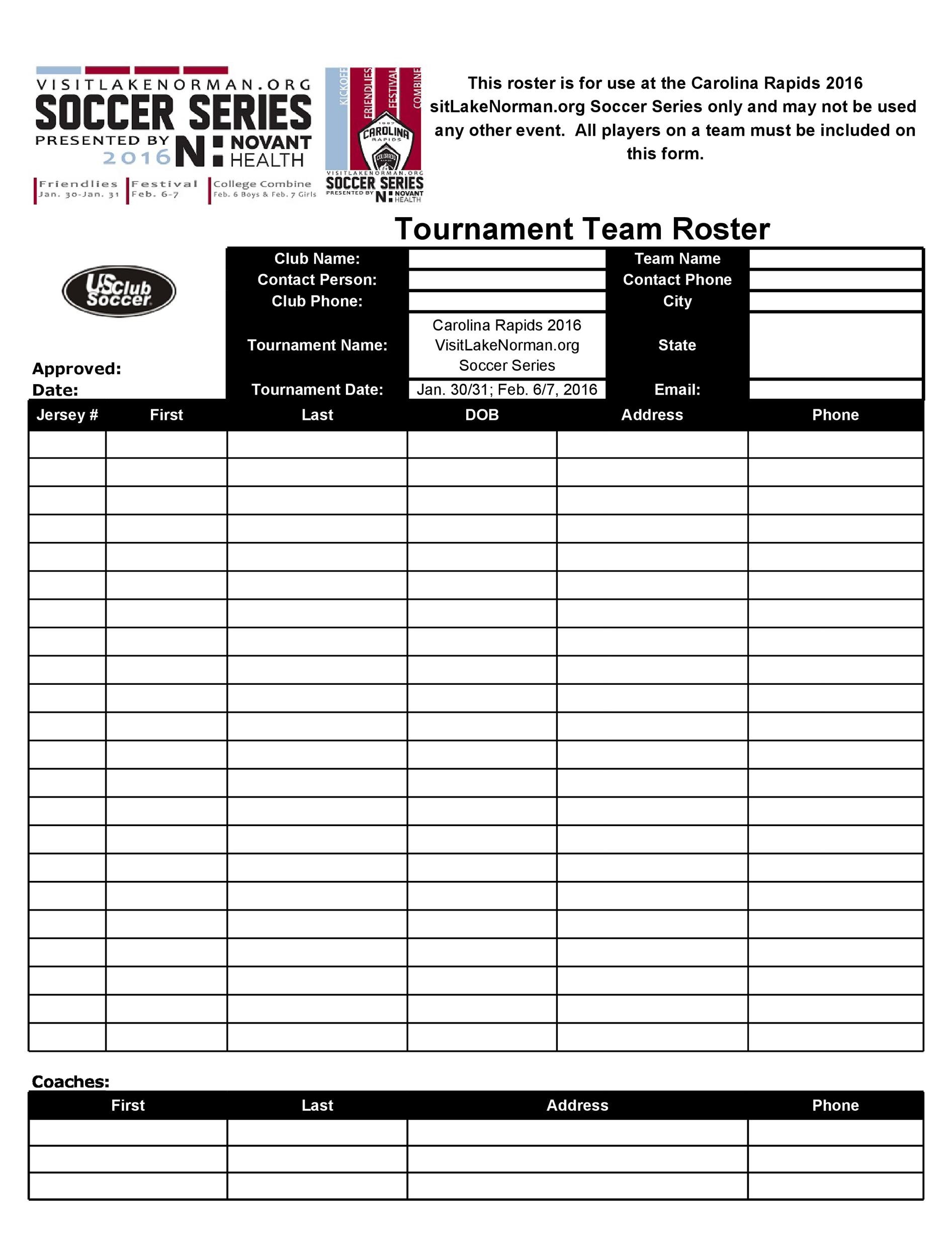 Printable Roster Template