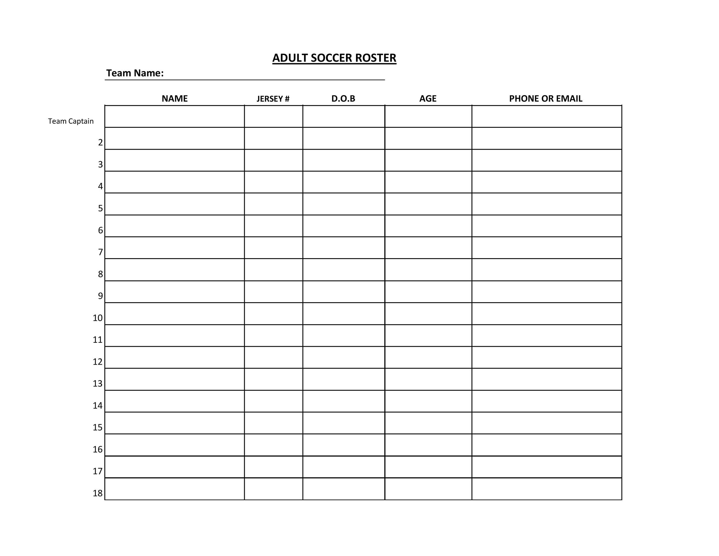 49 Printable Soccer Roster Templates Soccer Lineup Sheets 