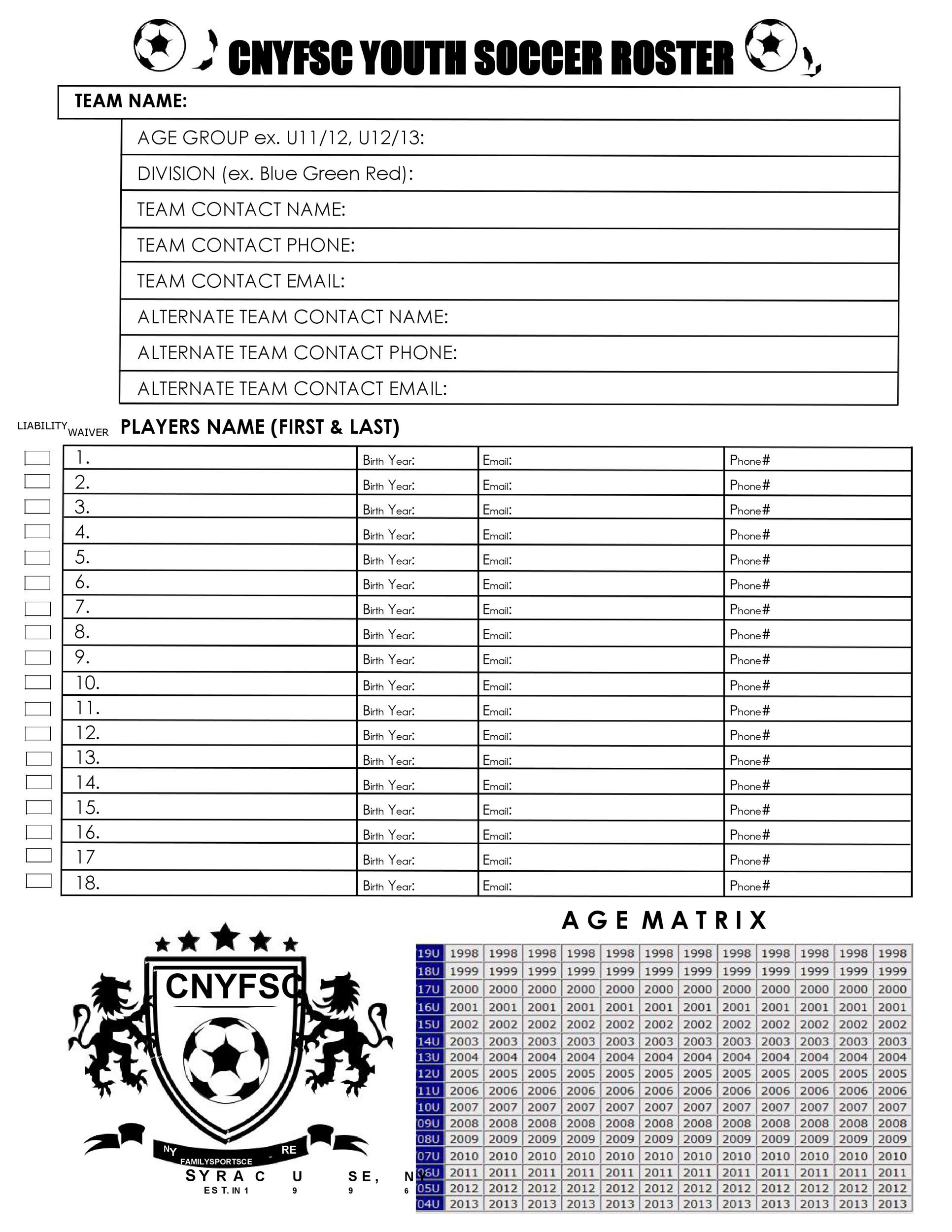 49 Printable Soccer Roster Templates (Soccer Lineup Sheets) ᐅ