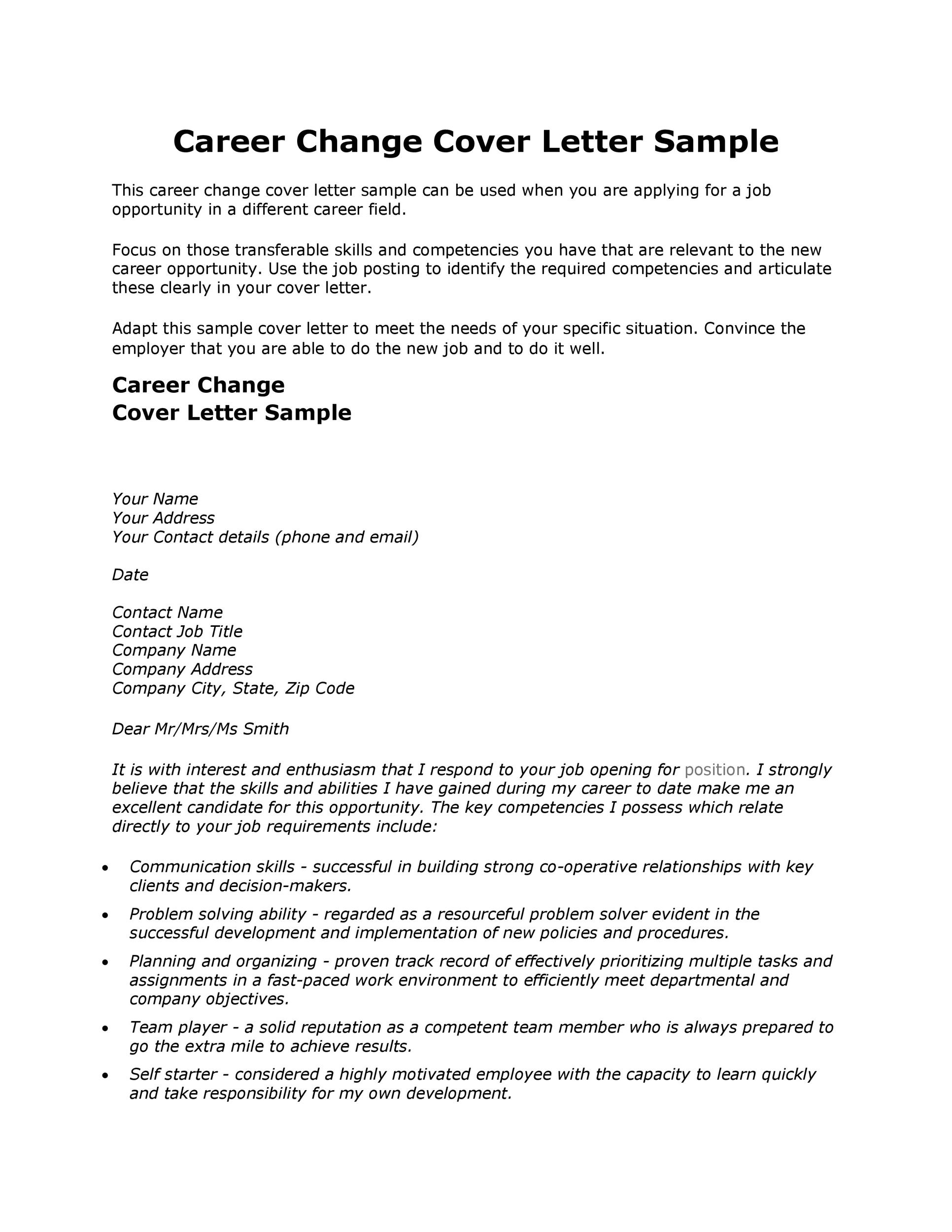 39 Professional Career Change Cover Letters ᐅ TemplateLab
