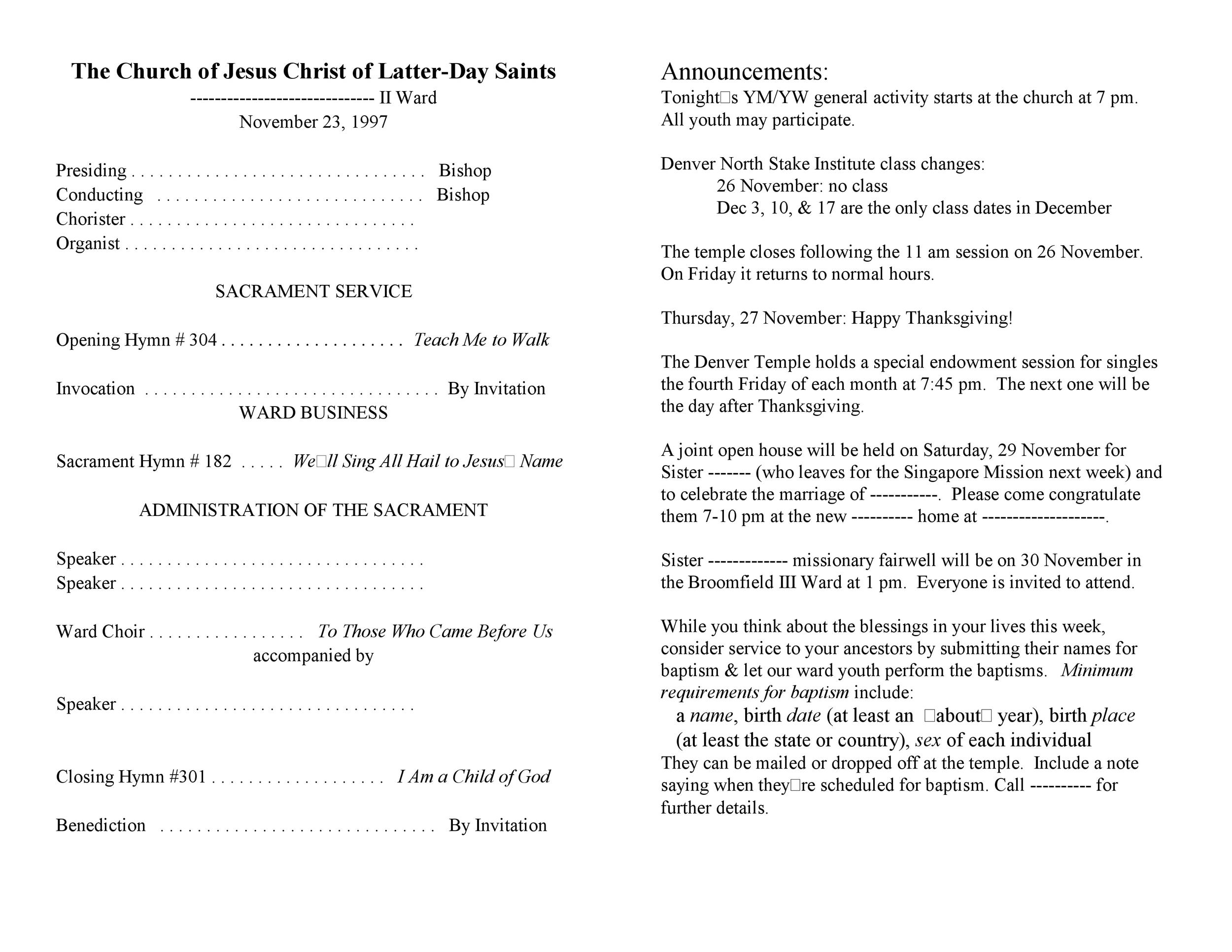 church bulletin templates free download