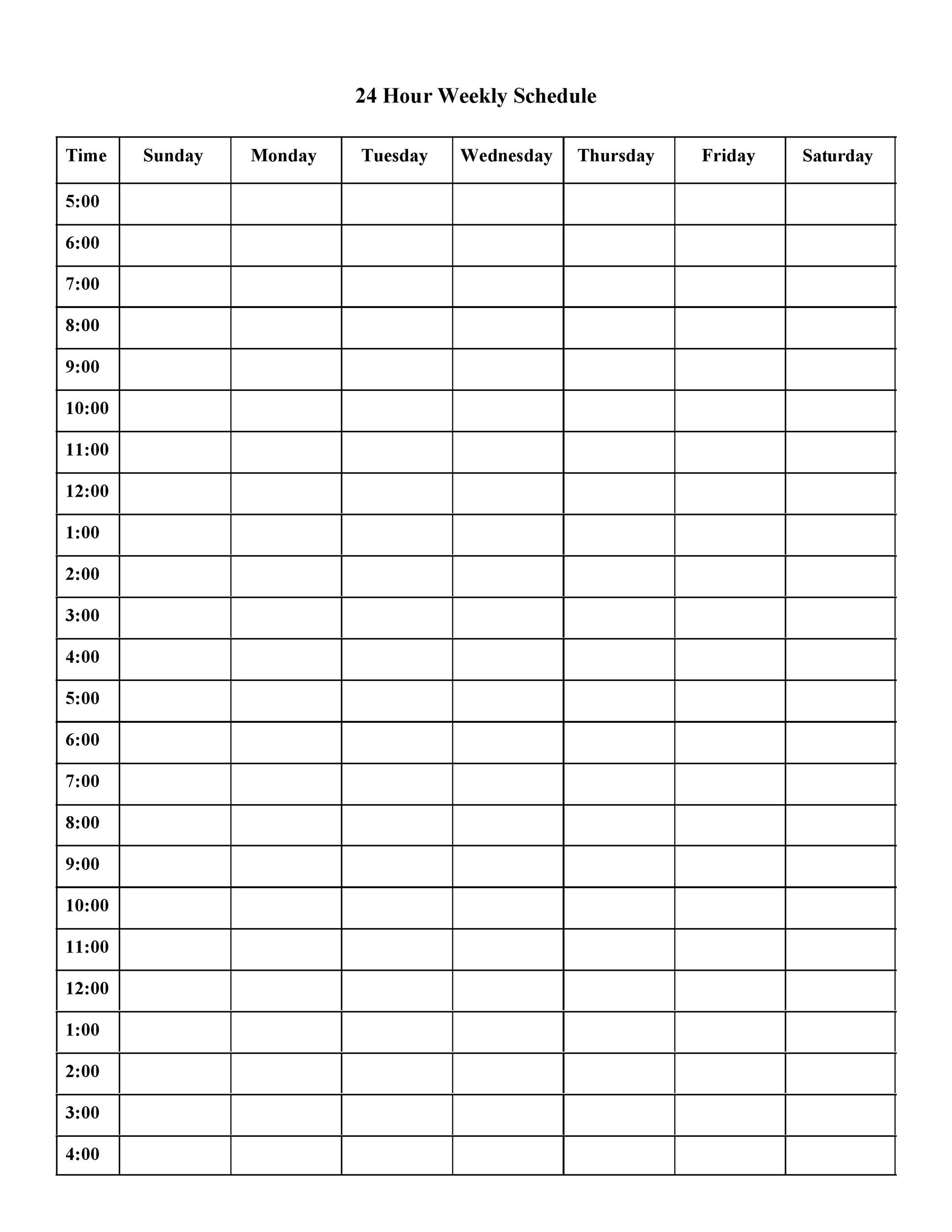 43 Effective Hourly Schedule Templates (Excel MS Word) ᐅ TemplateLab