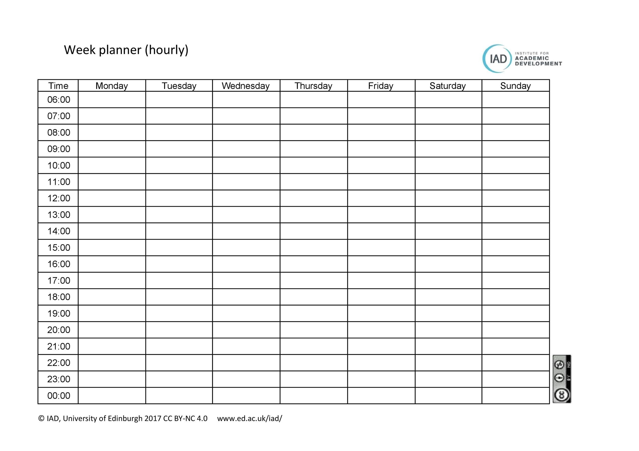 Sample Example Format Templates: Hourly Schedule Template Excel