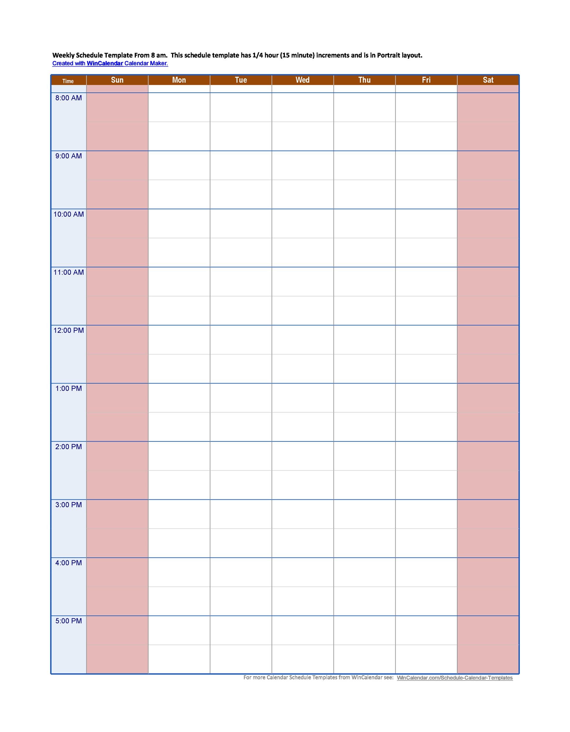 Hourly Schedule Template Printable Printable World Holiday