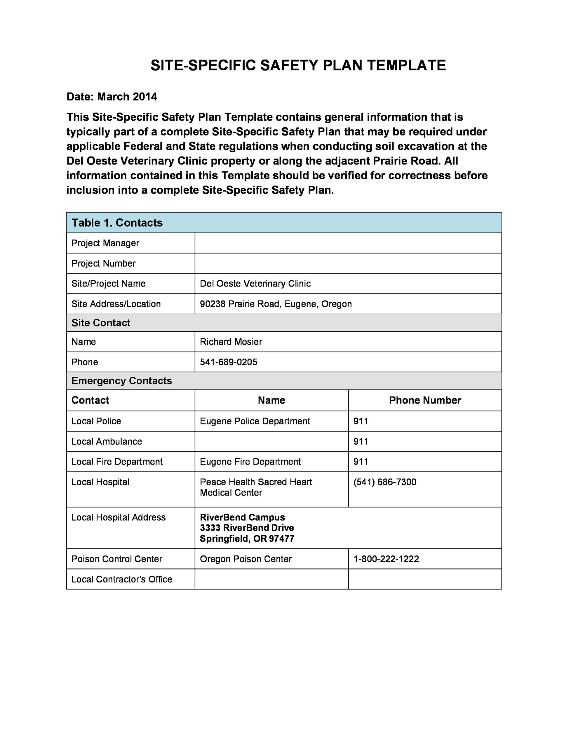 46 Great Safety Plan Templates (Construction, Site Specific, Patient