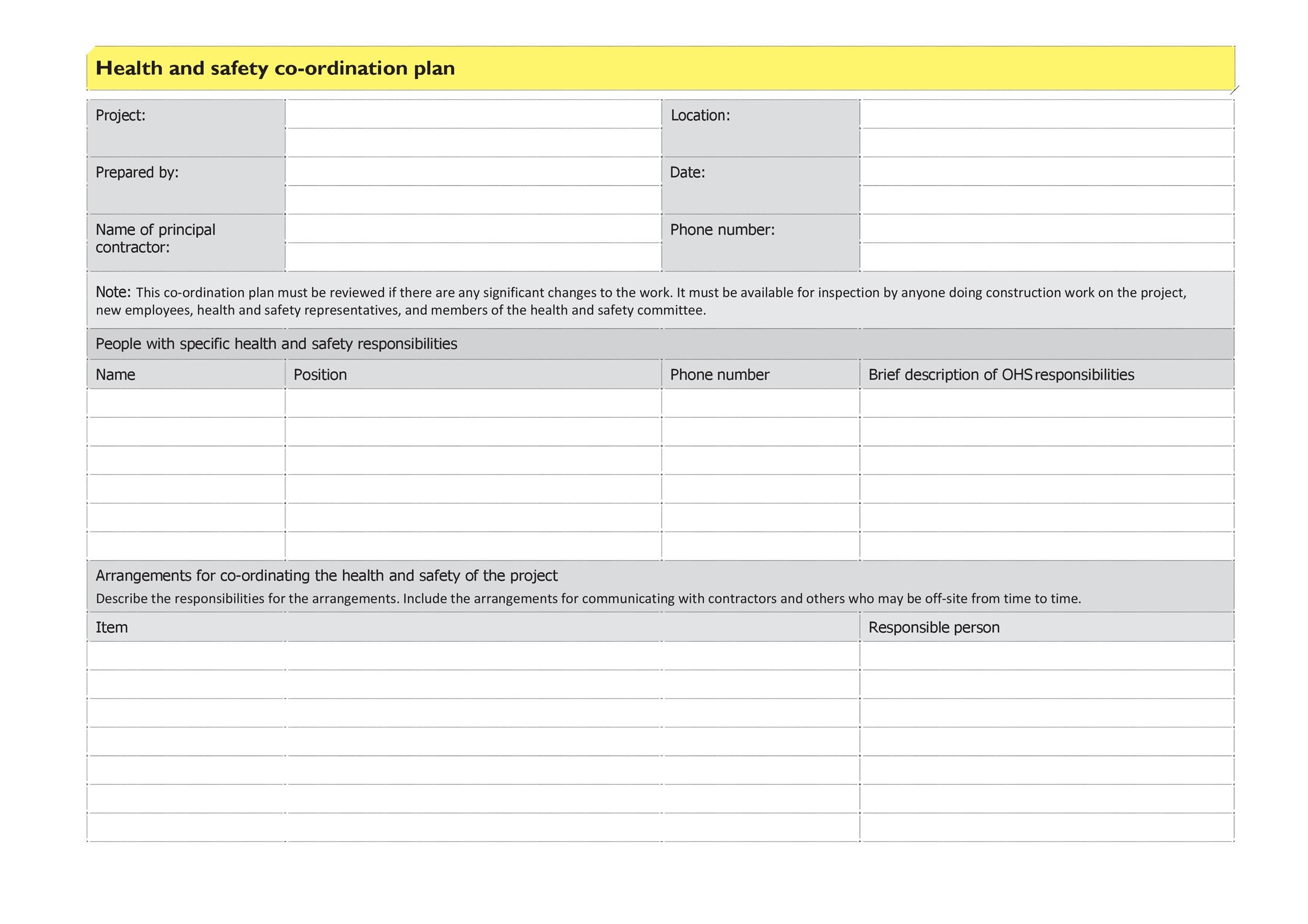 46 Great Safety Plan Templates (Construction Site Specific Patient