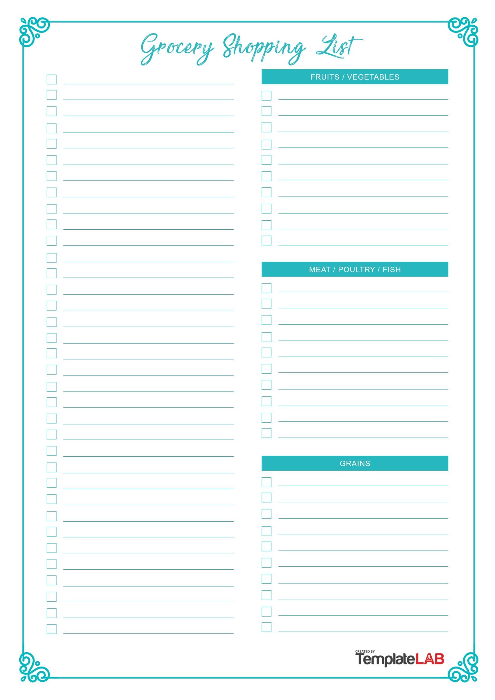 grocery list template free download