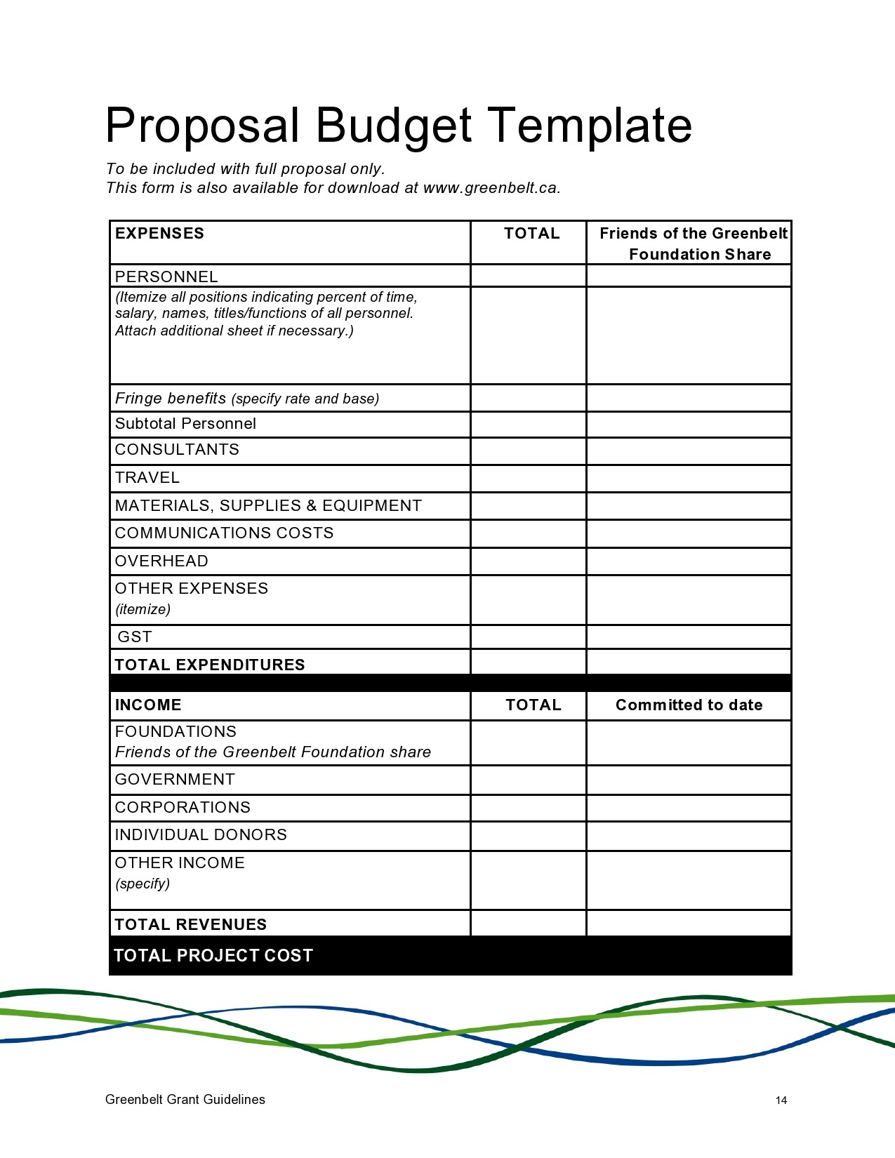 Simple Budget Proposal Template Excel