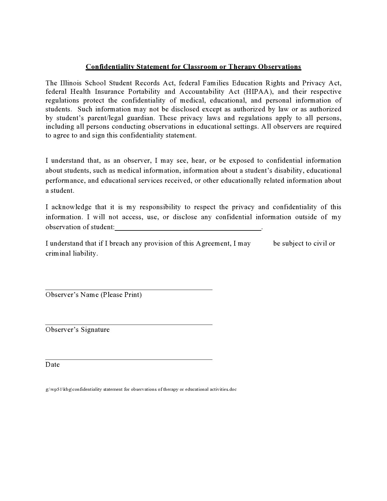 definition of confidentiality agreement