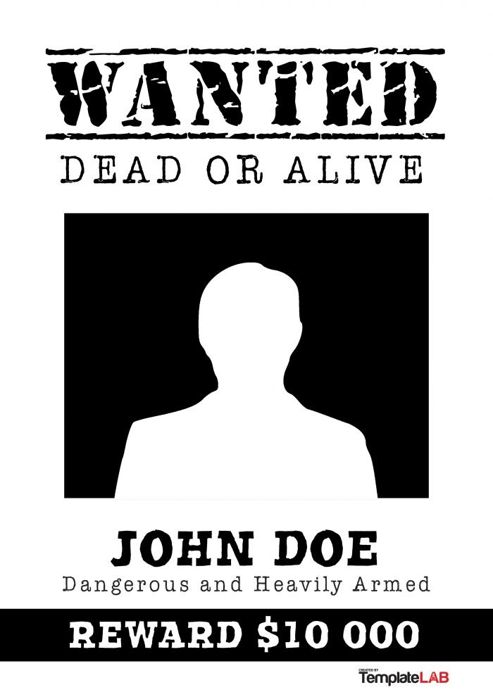 Free Black and White Wanted Poster 2 (Word)