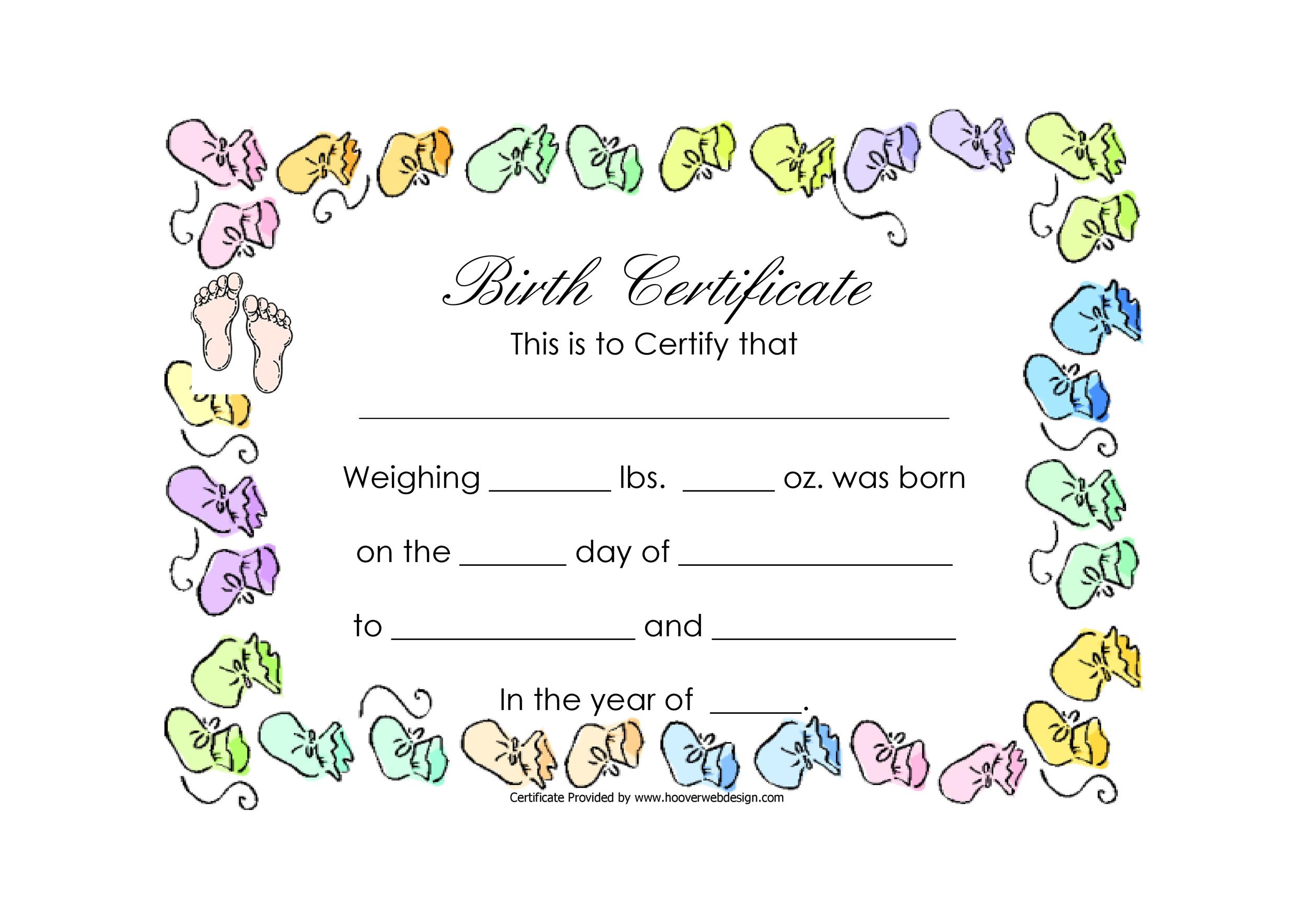Printable Birth Certificate Template Printable World Holiday