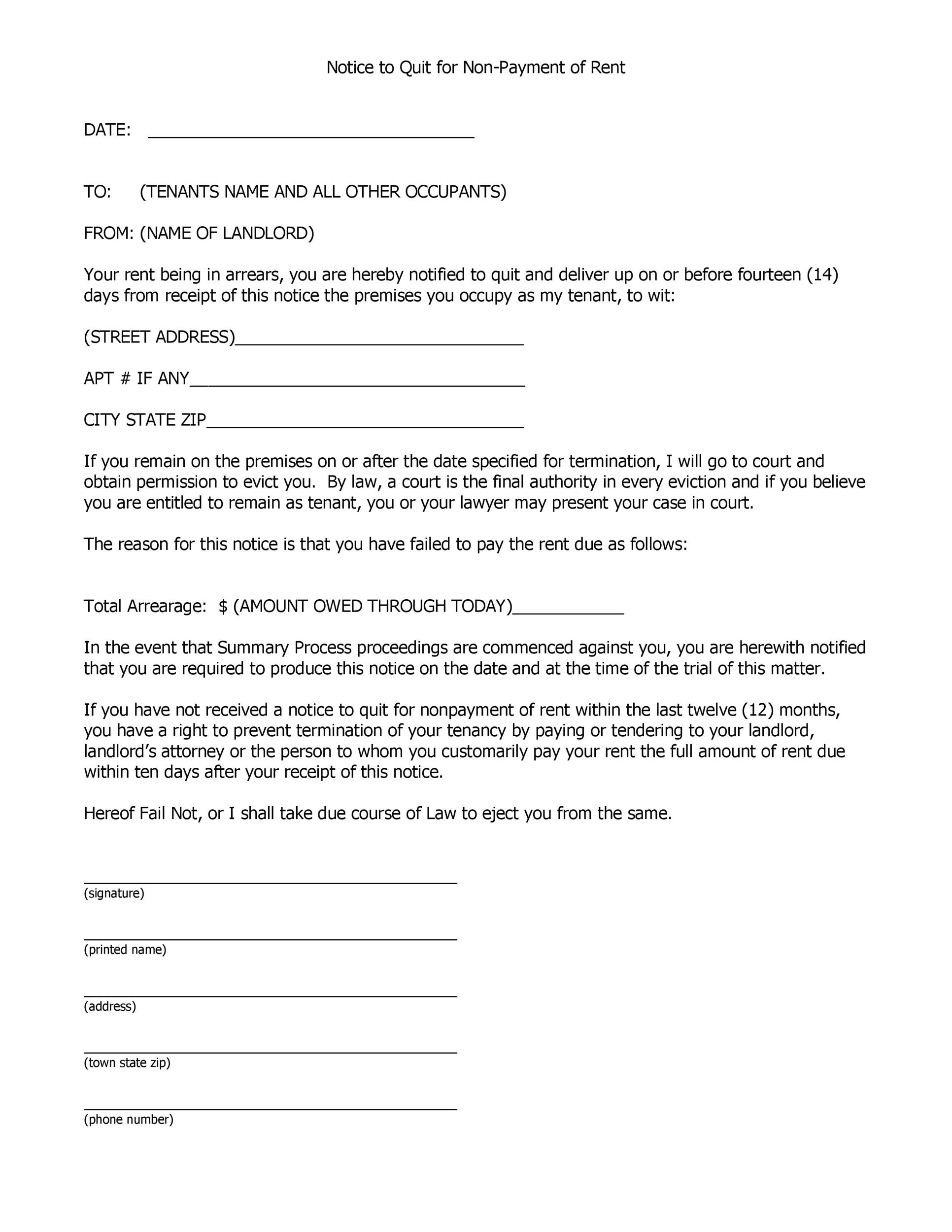Sample Letter For Nonpayment Of Rent from templatelab.com