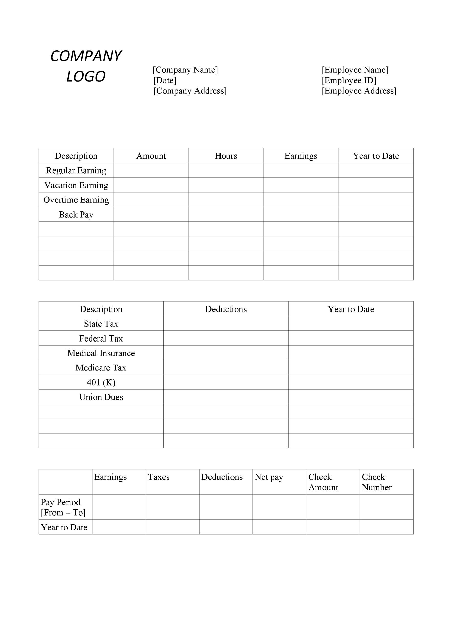 payslip free creator Paycheck Stub Templates / 25 Great Pay Stub