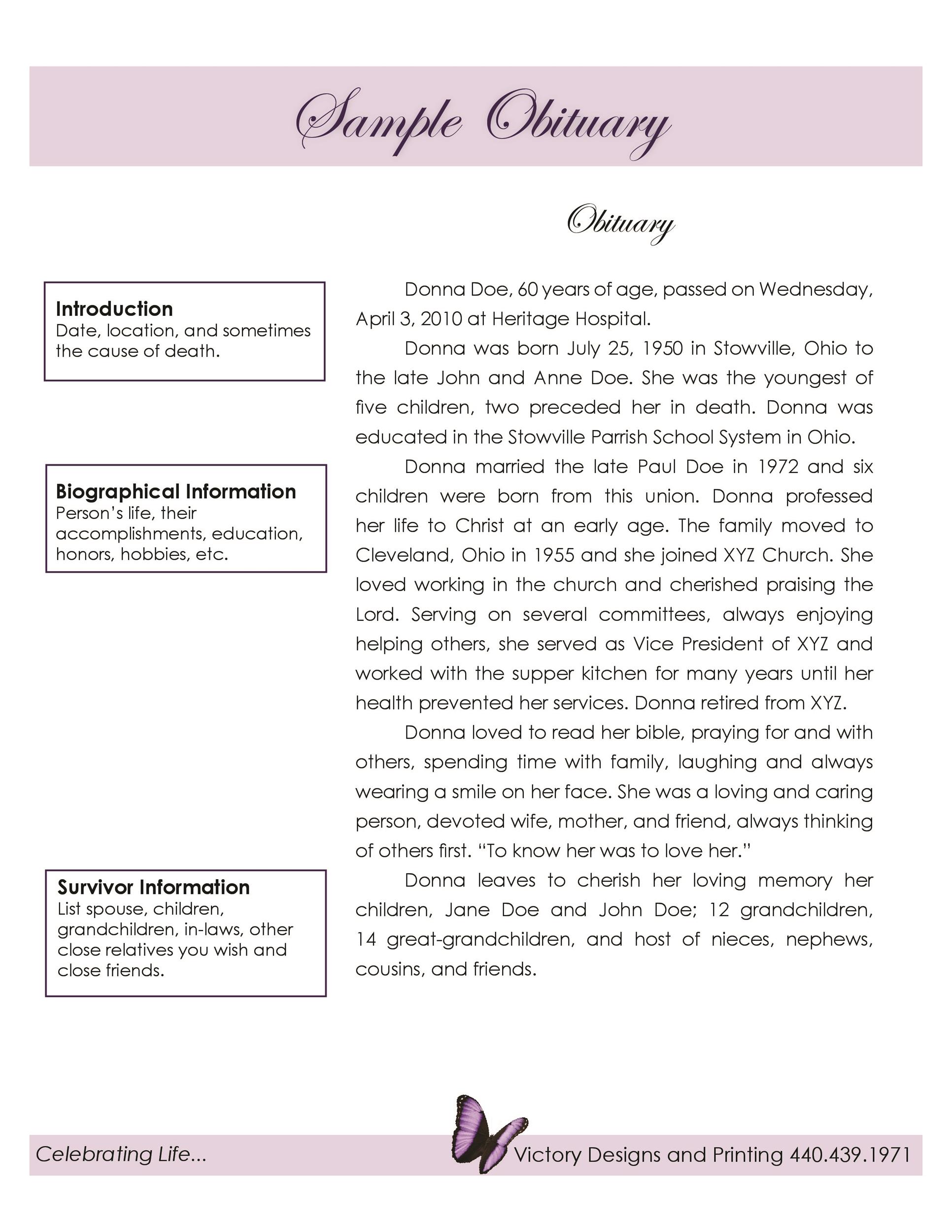 Fill In The Blank Obituary Template | Latter