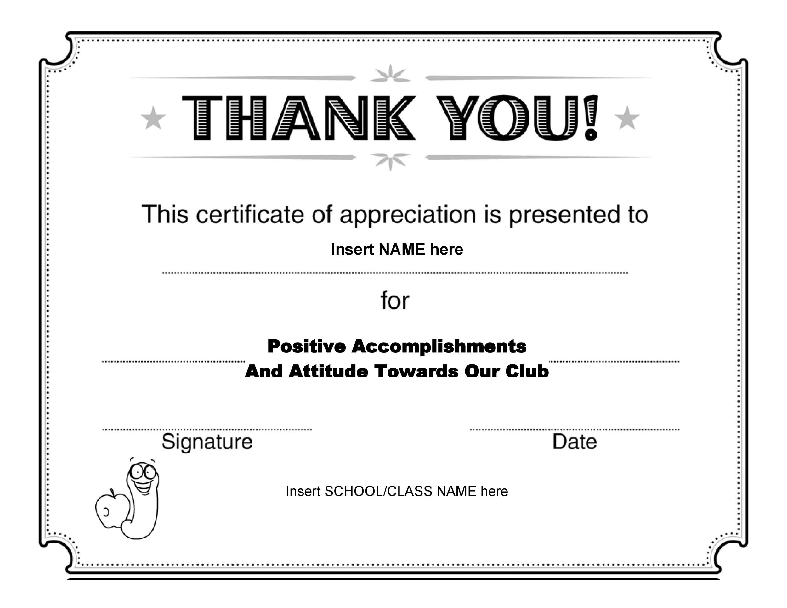 certificate of appreciation template free download word