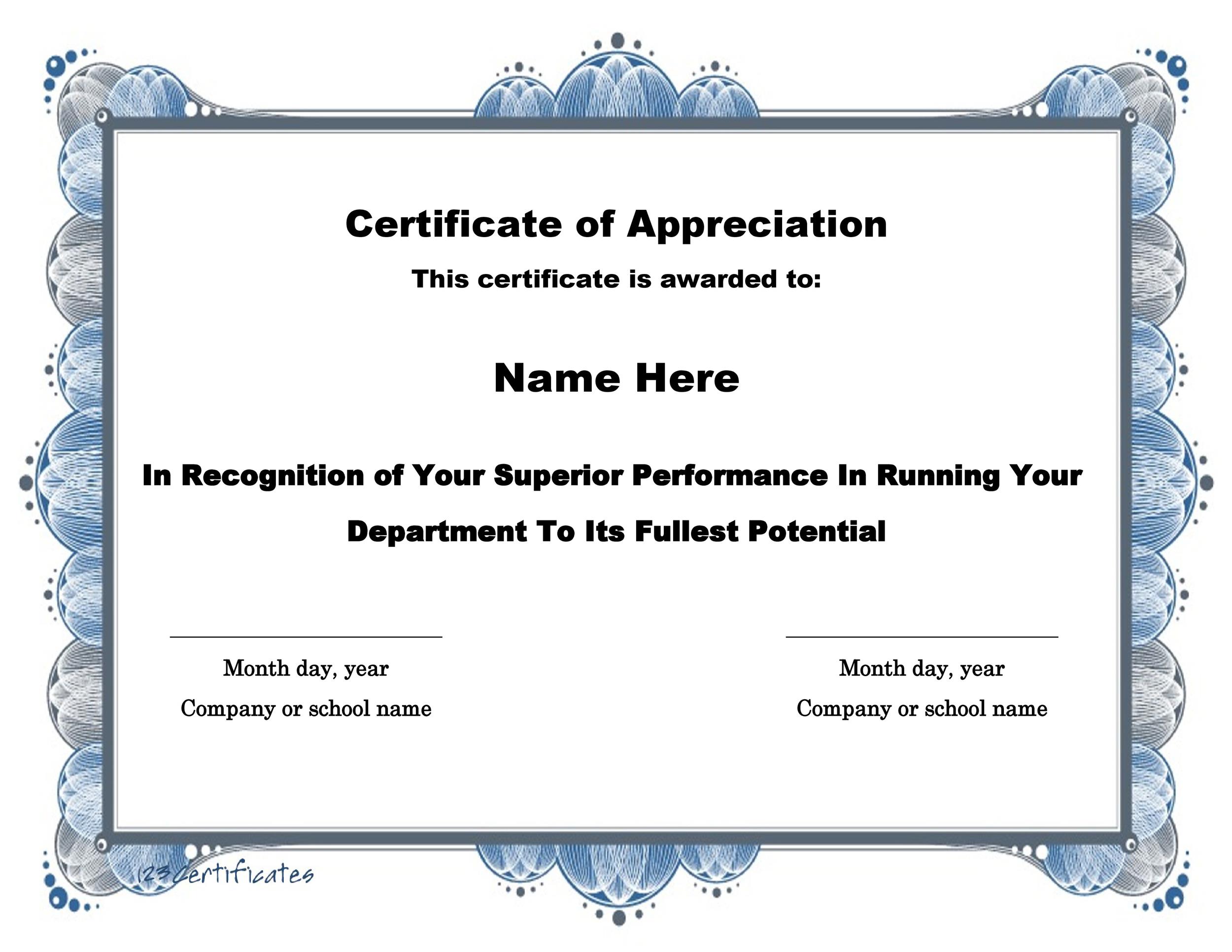 Certificate Of Appreciation Wording Certificate Of Appreciation Vrogue