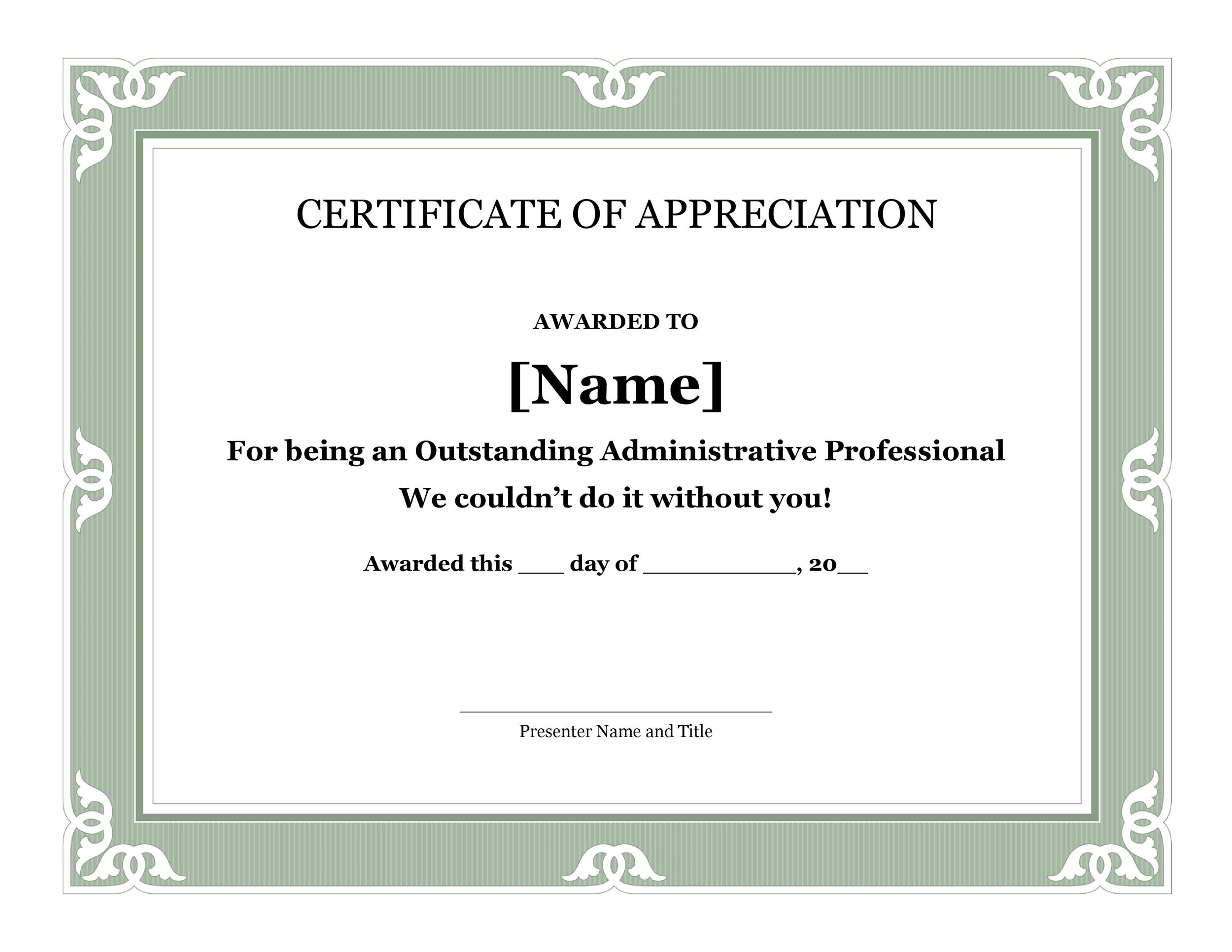 Certificate Of Recognition Word Template