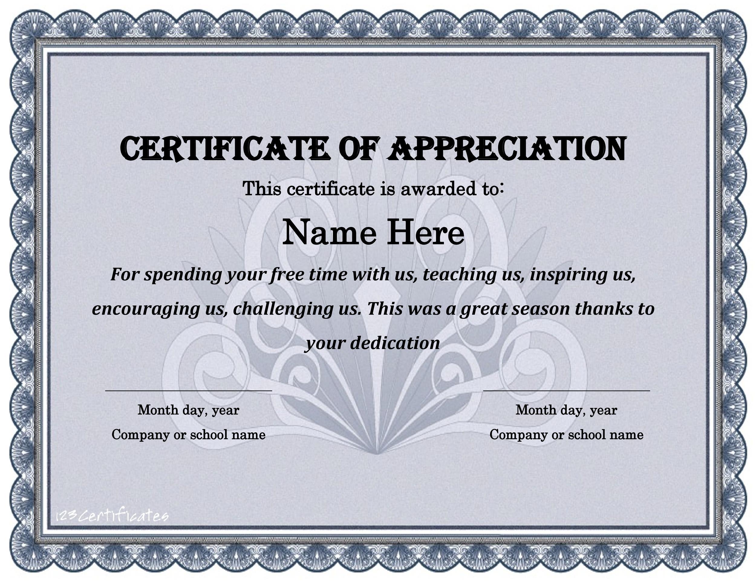 30 Free Certificate of Appreciation Templates and Letters